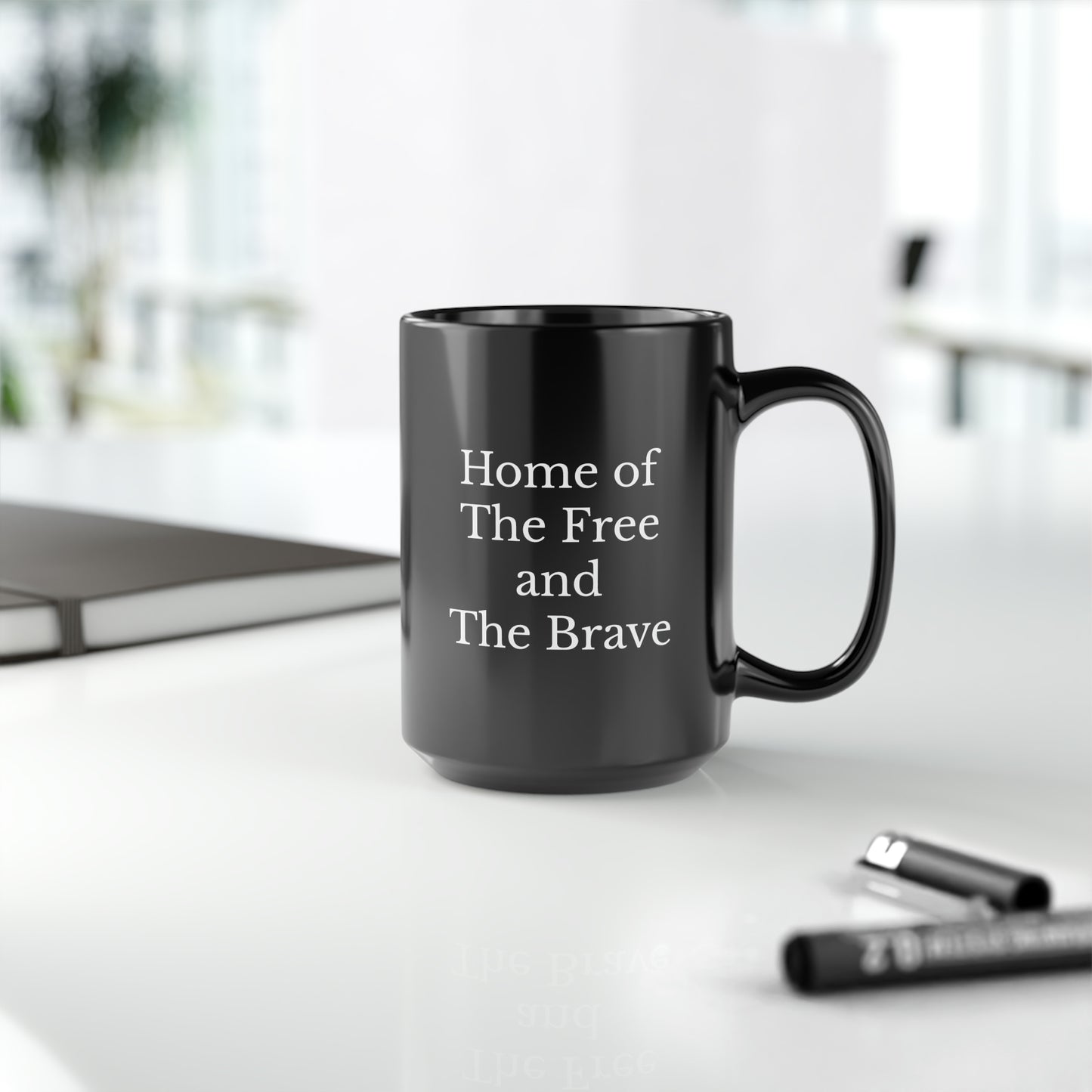 July 4th- Old Glory/Home of- Black Mug, 15oz- Large