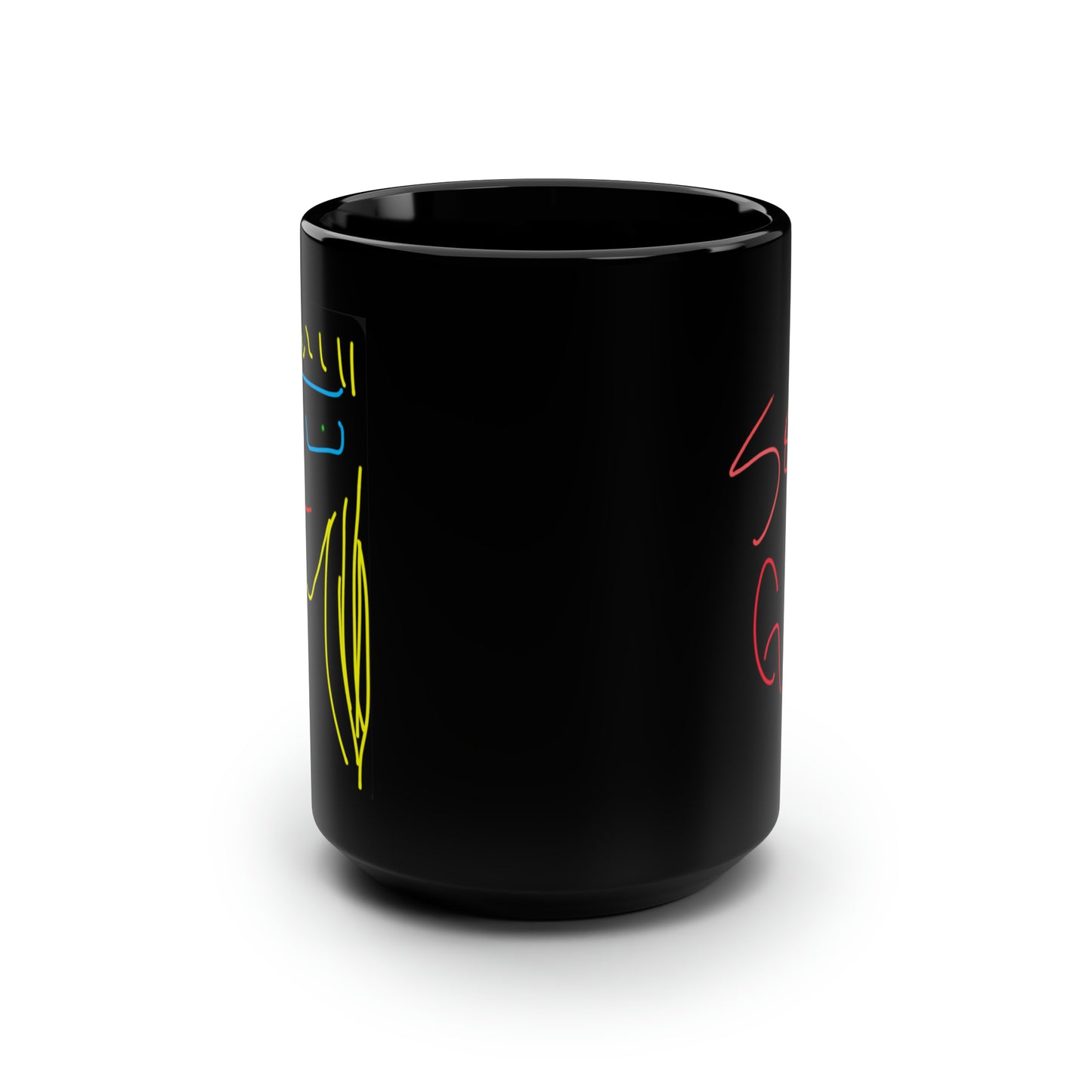 Blonde Babe With Red Flowers/Sexy Girl- Black Mug, 15oz- Large