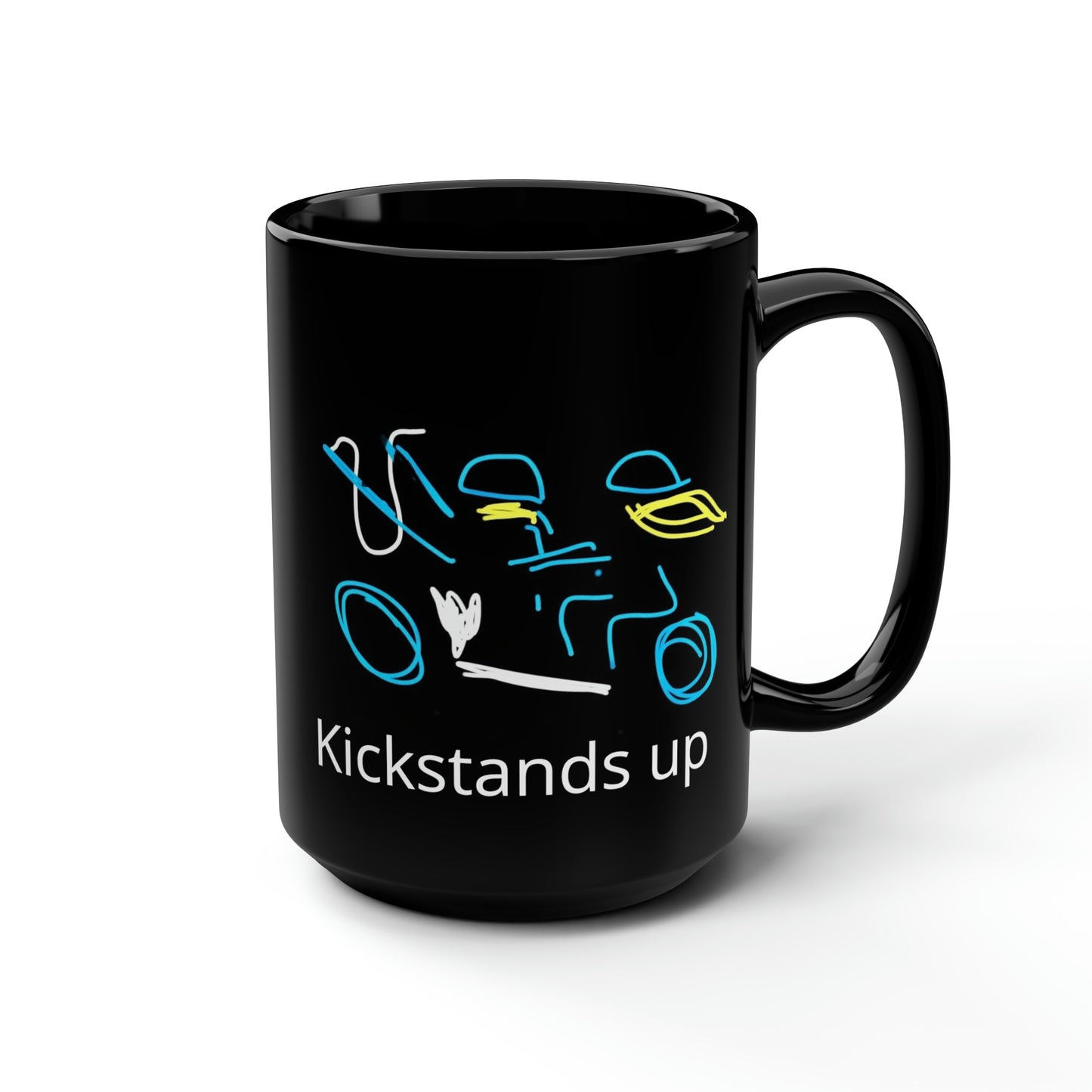 Blonde Biker Babe- Black Mug, 15oz- Large