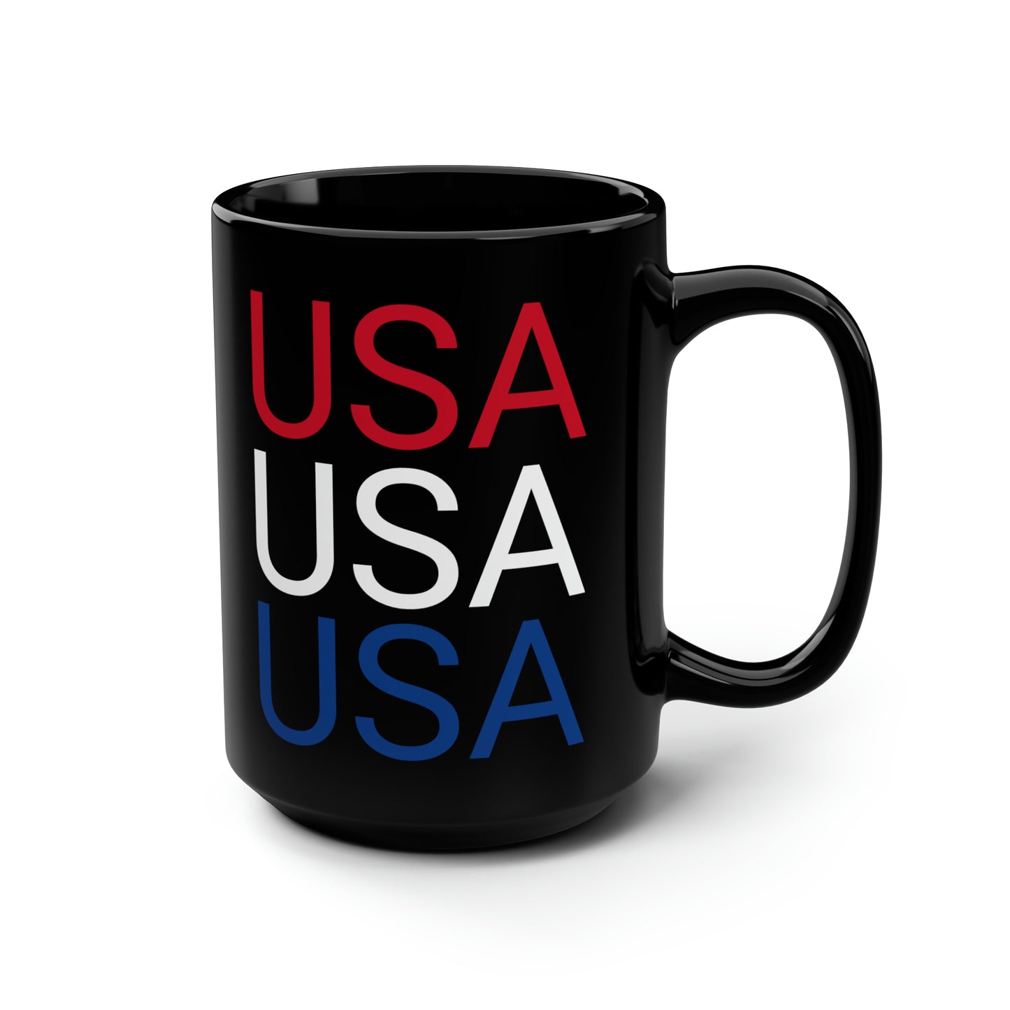 July 4th- Old Glory/USA- Black Mug, 15oz- Large