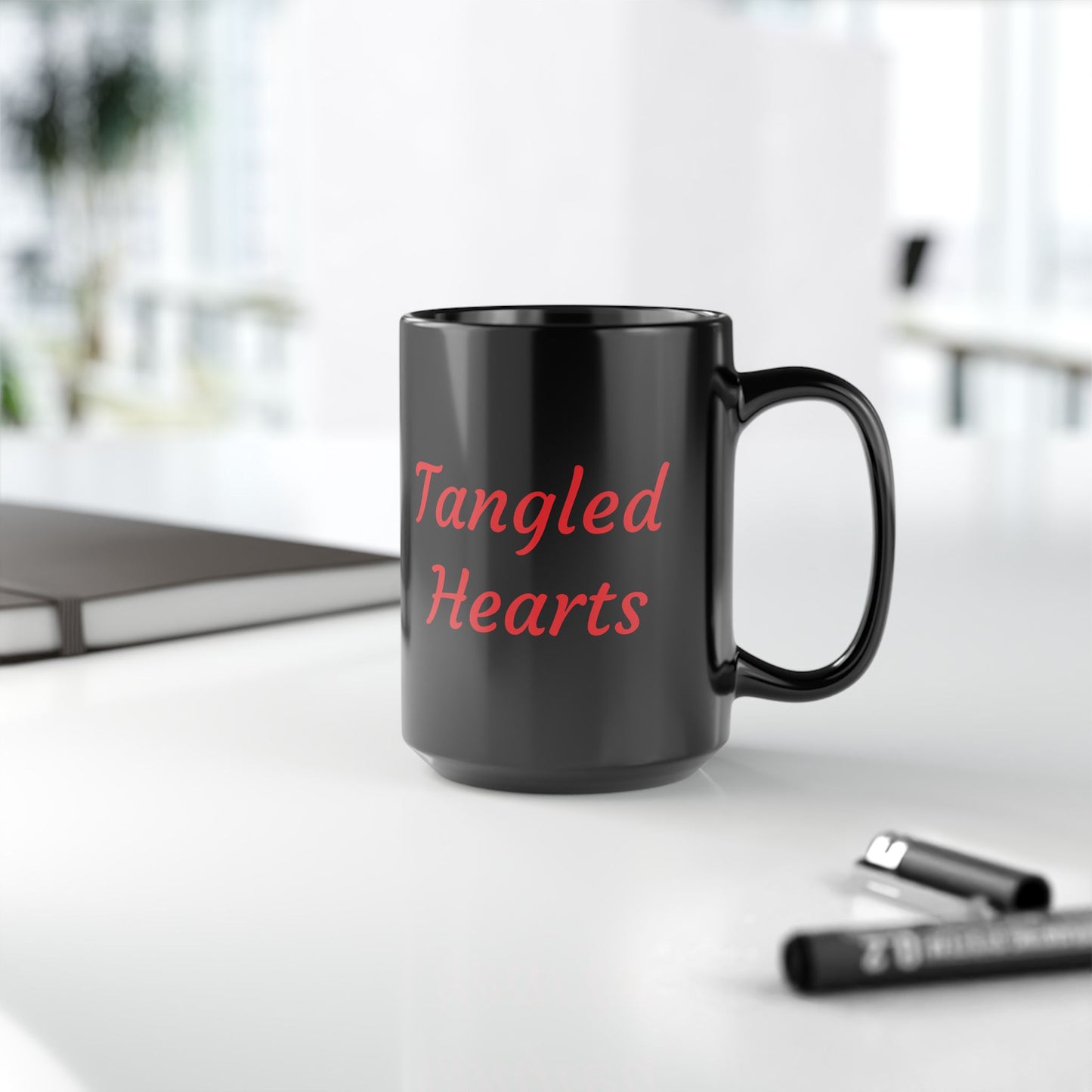 Tangled Hearts- Black Mug, 15oz- Large