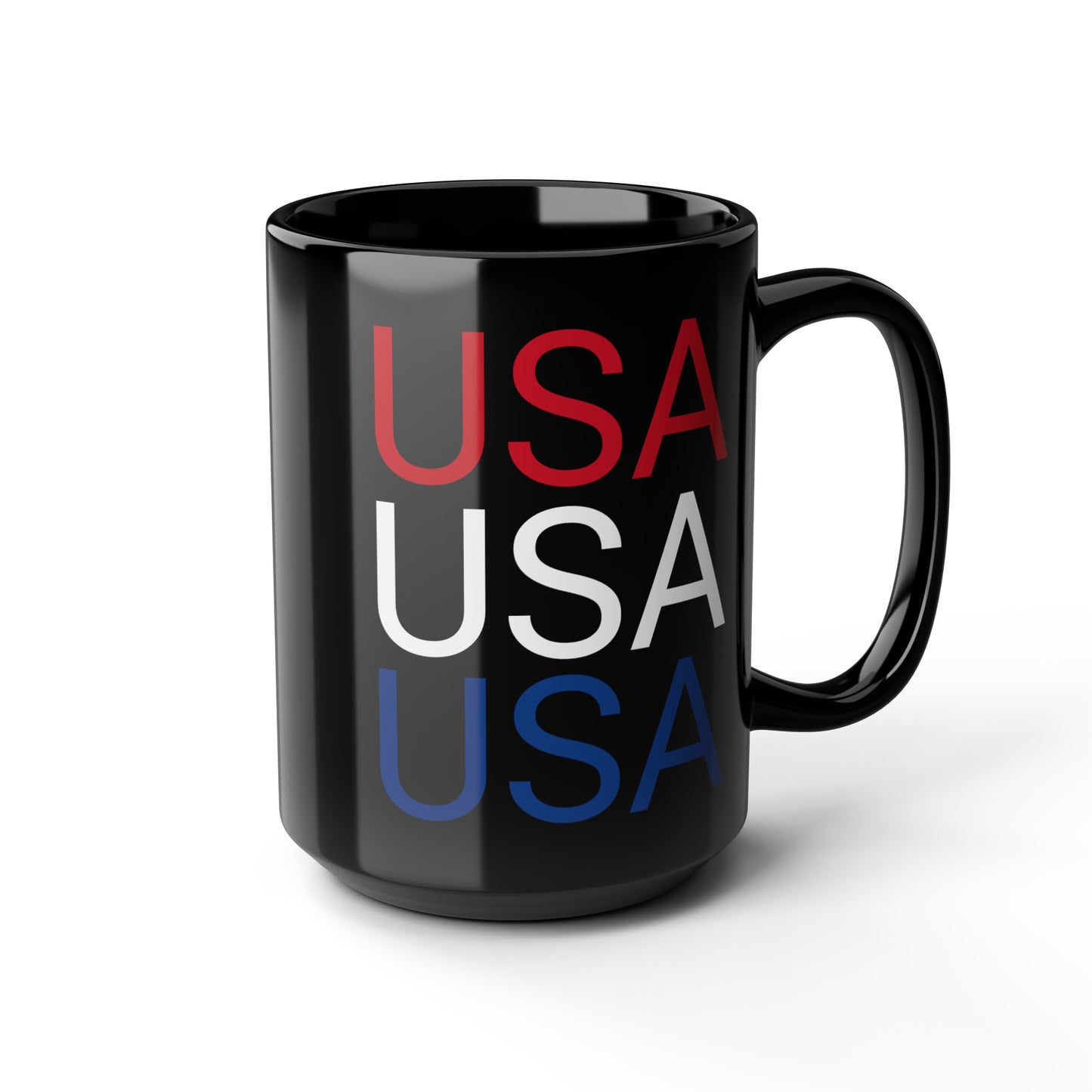 July 4th- Old Glory/USA- Black Mug, 15oz- Large
