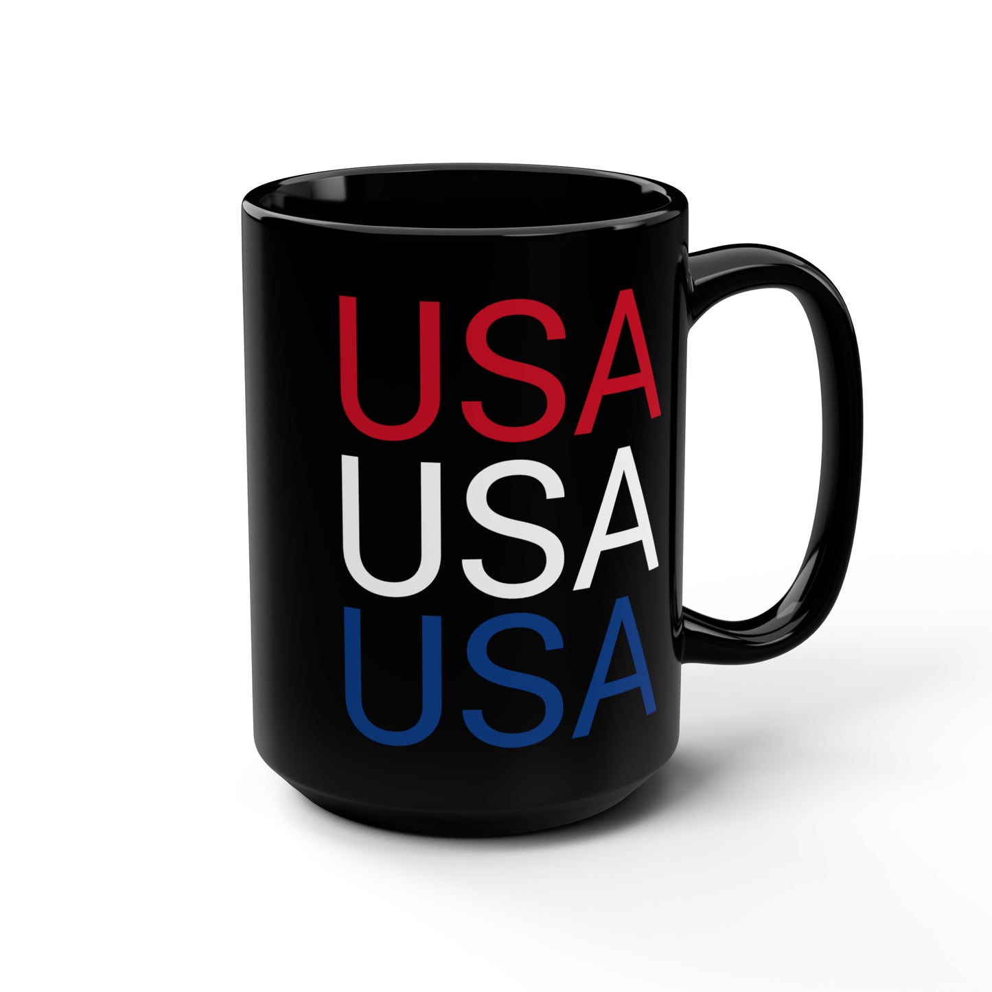 July 4th- Old Glory/USA- Black Mug, 15oz- Large