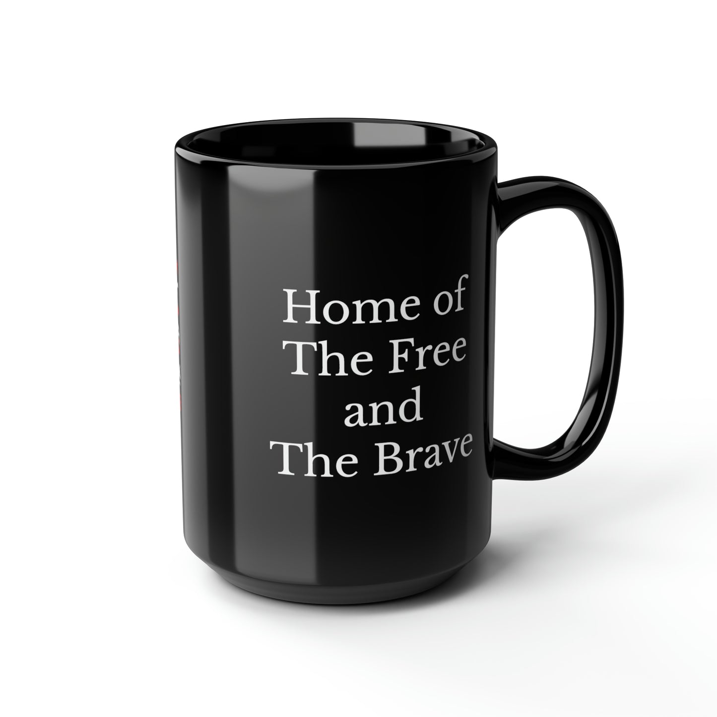 July 4th- Old Glory/Home of- Black Mug, 15oz- Large