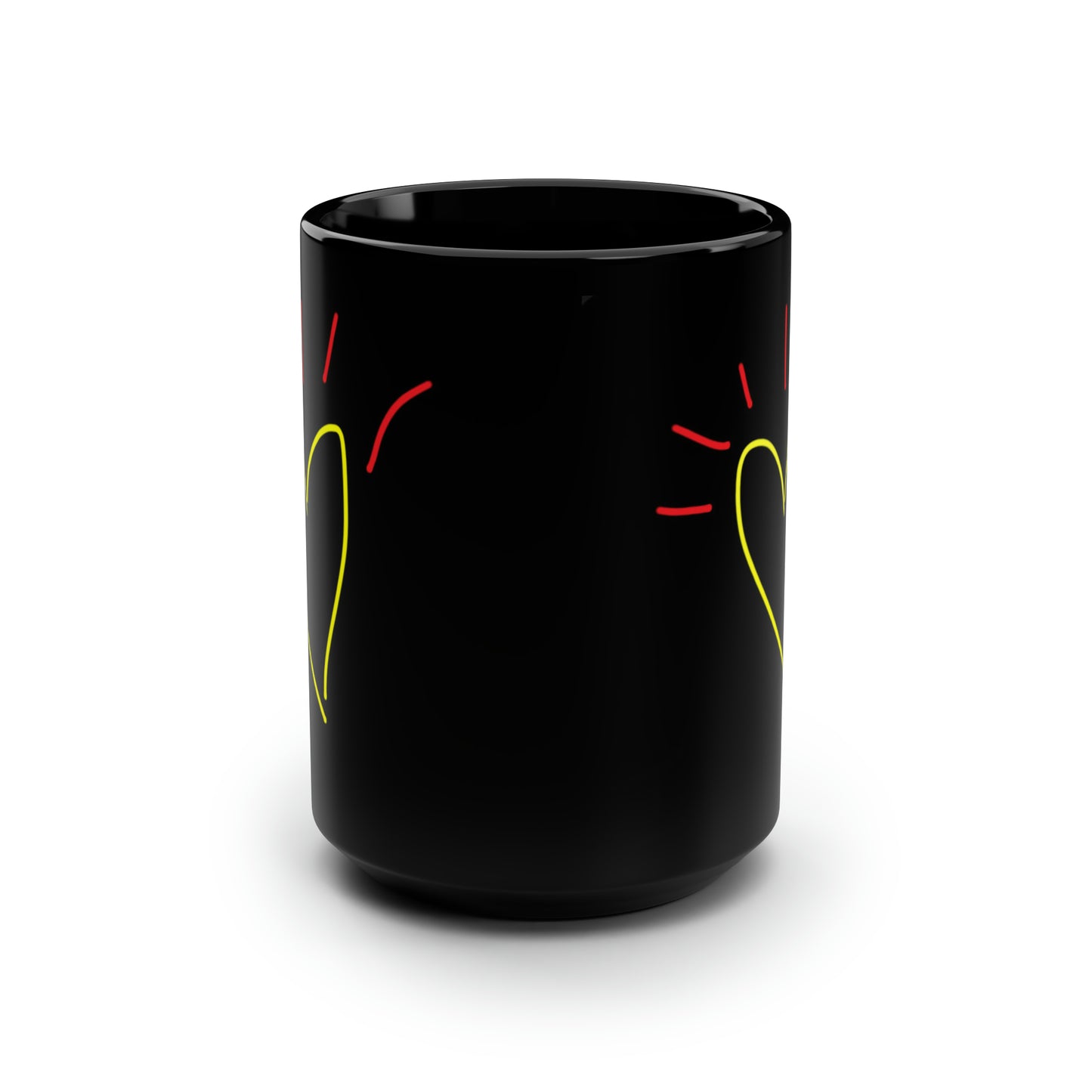 Gold Heart- Black Mug, 15oz- Large