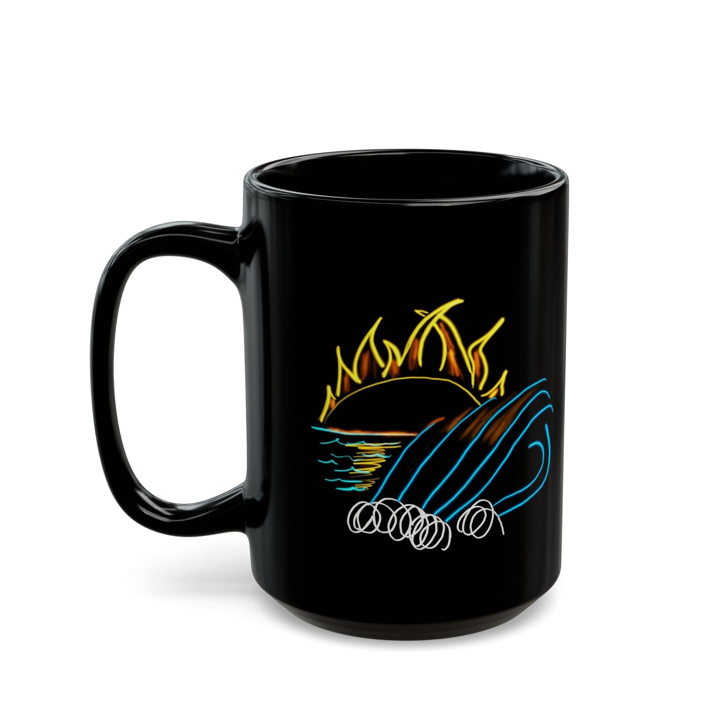 Wave / Good Morning- 15oz Mug Black