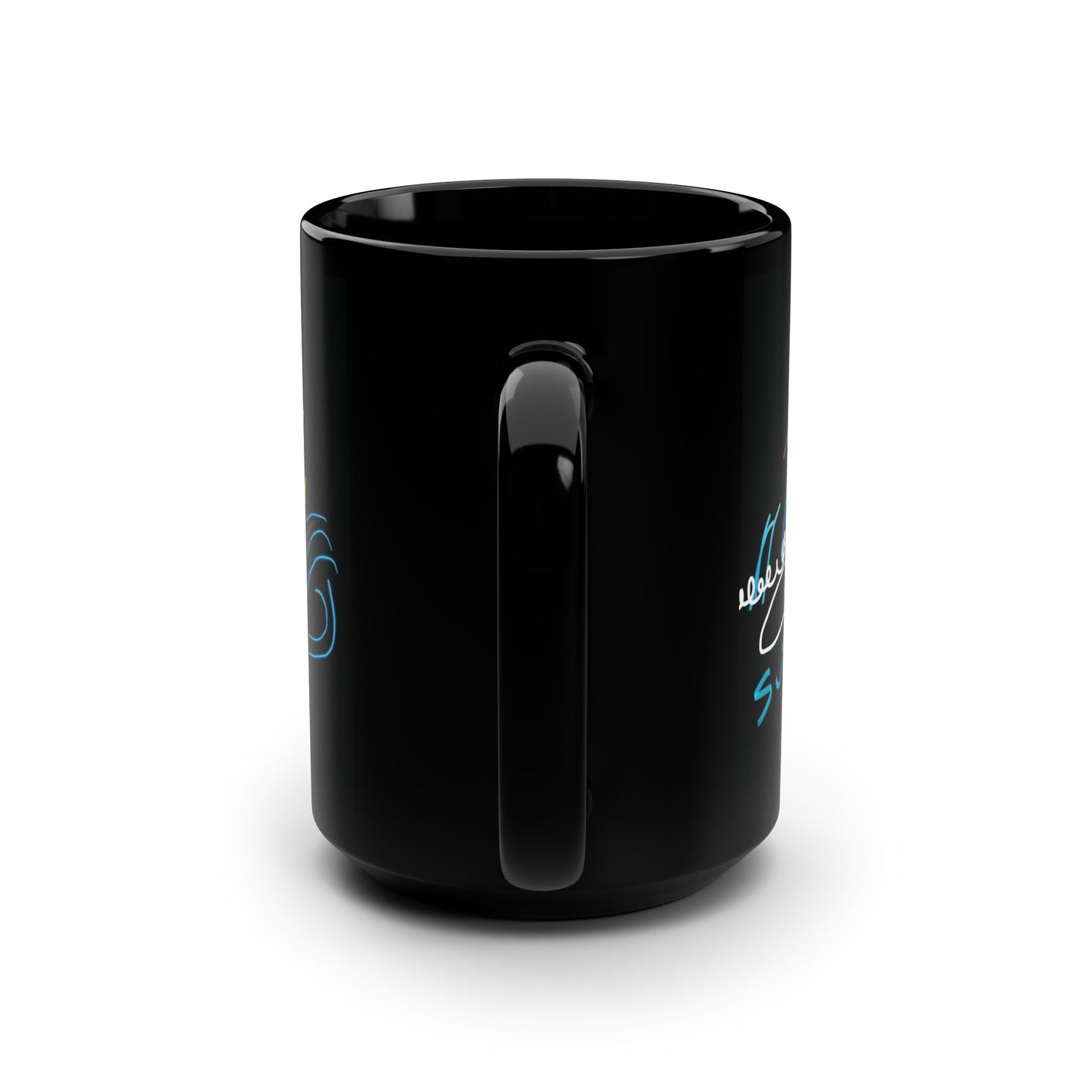 Surfer Girl/Sunrise- Black Mug, 15oz- Large