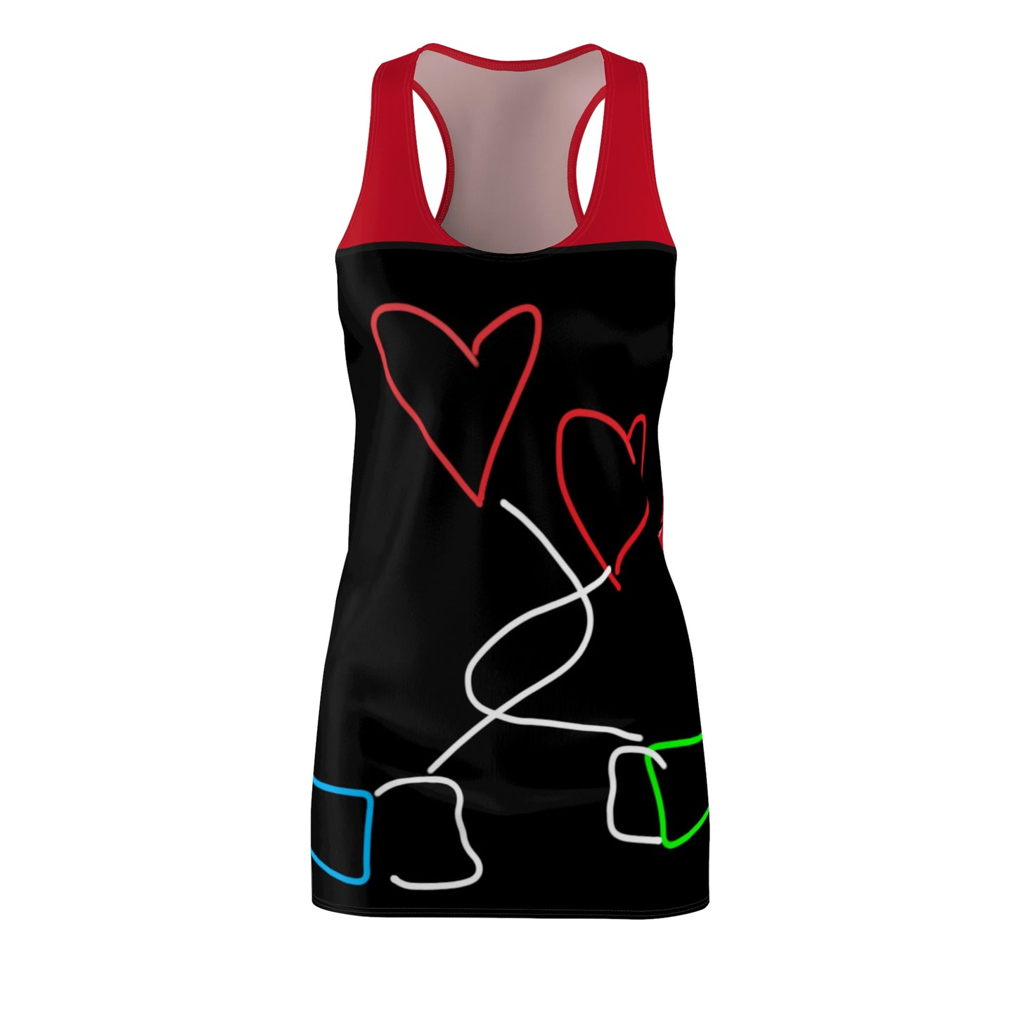 Tangled Hearts- Women's Cut & Sew Racerback Dress (AOP)- Black & Red