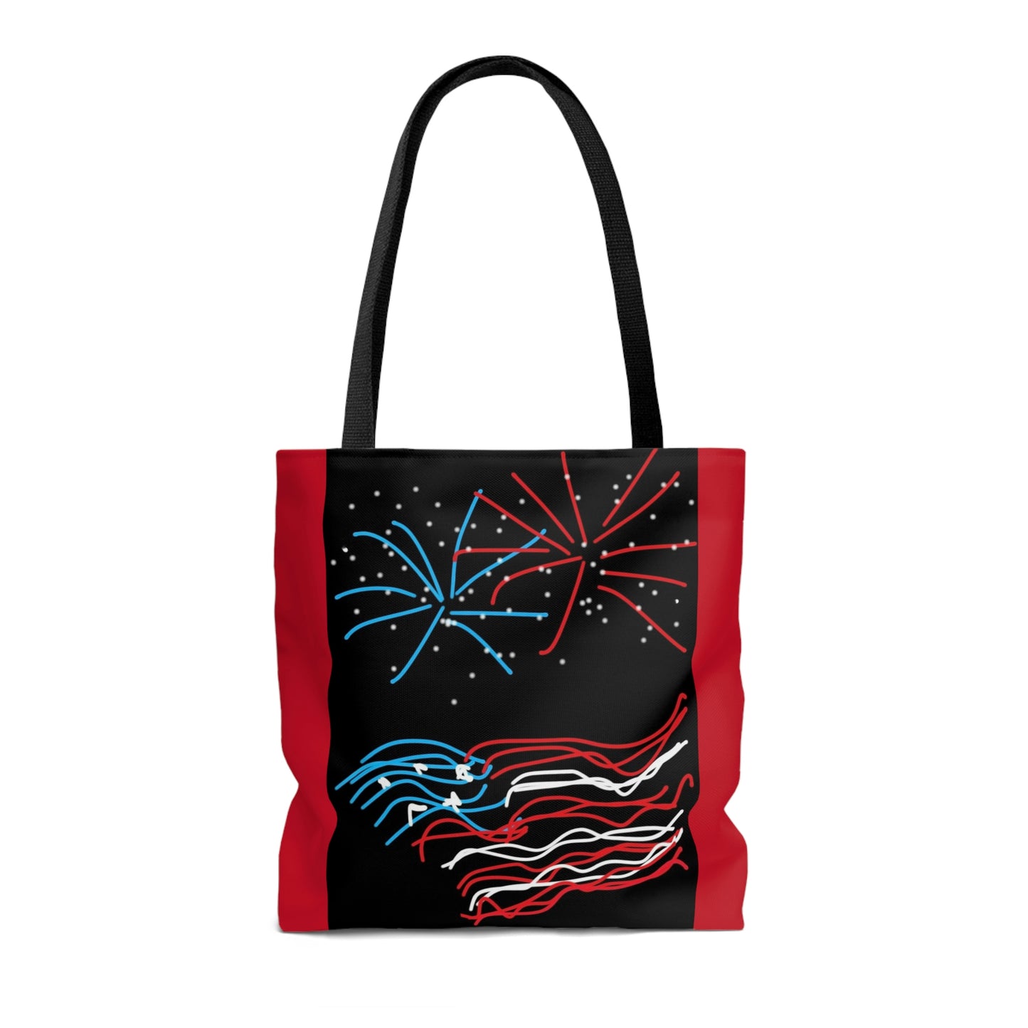 July 4th- Fireworks- Tote Bag (AOP)- Black and Red