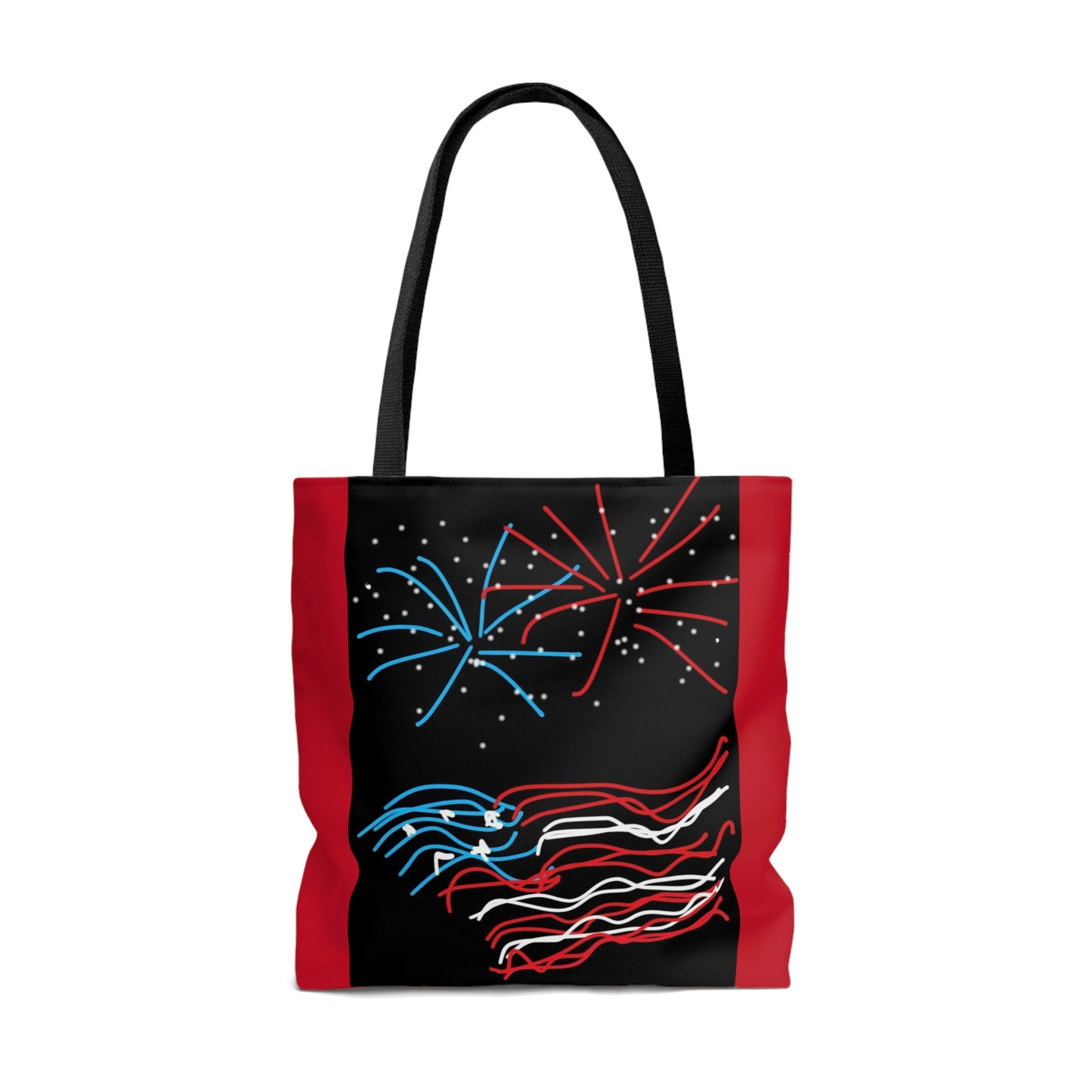 July 4th- Fireworks- Tote Bag (AOP)- Black and Red