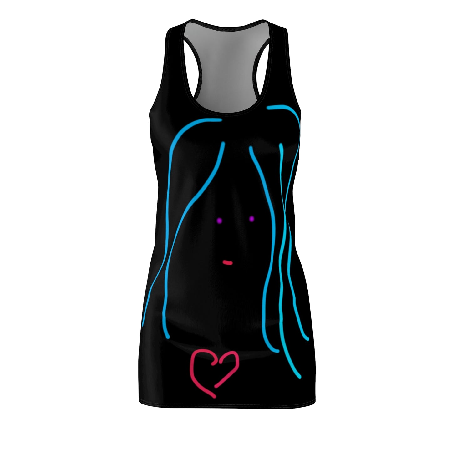 Heart Girl- Women's Cut & Sew Racerback Dress (AOP)- Black