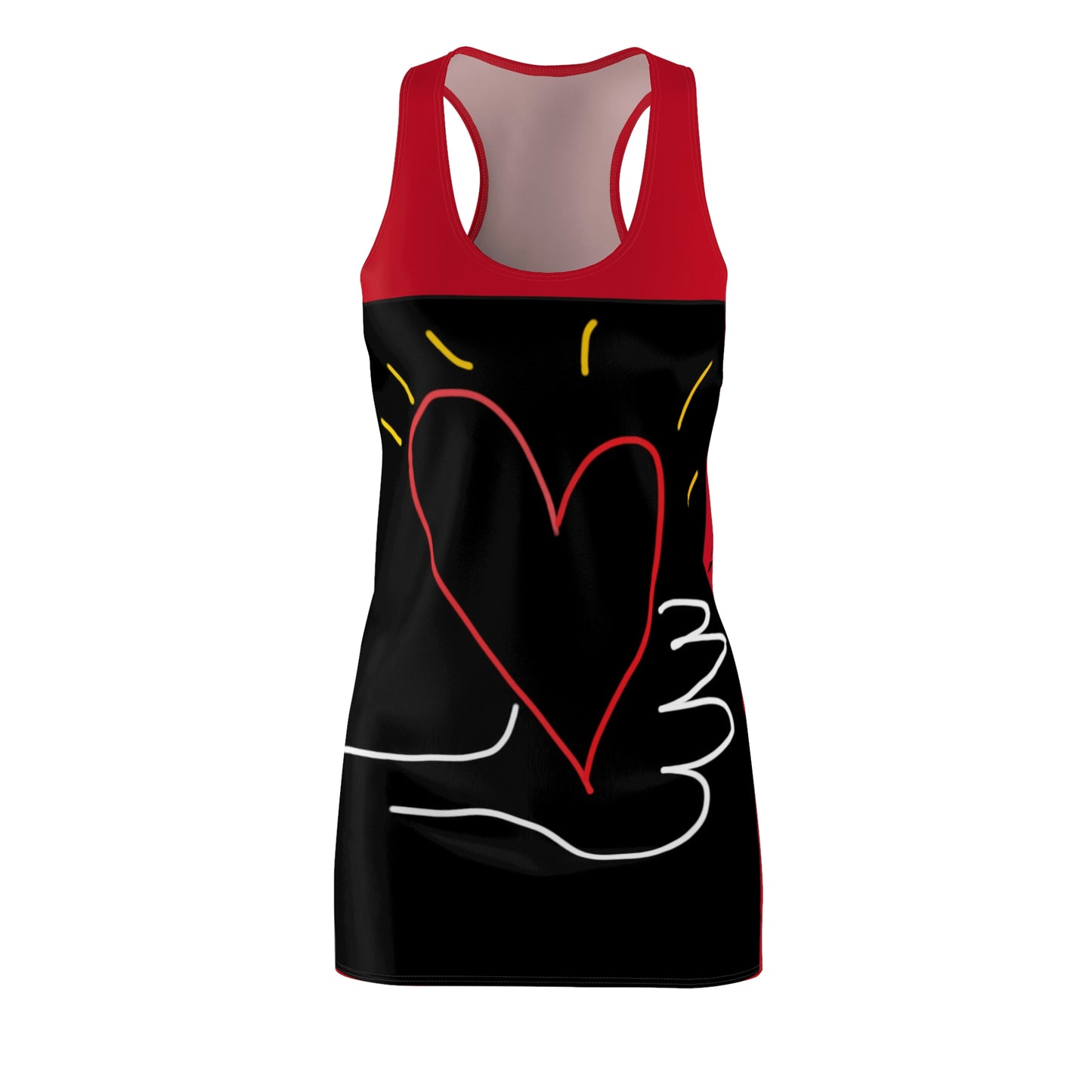 Take My Heart- Women's Cut & Sew Racerback Dress Black & Red
