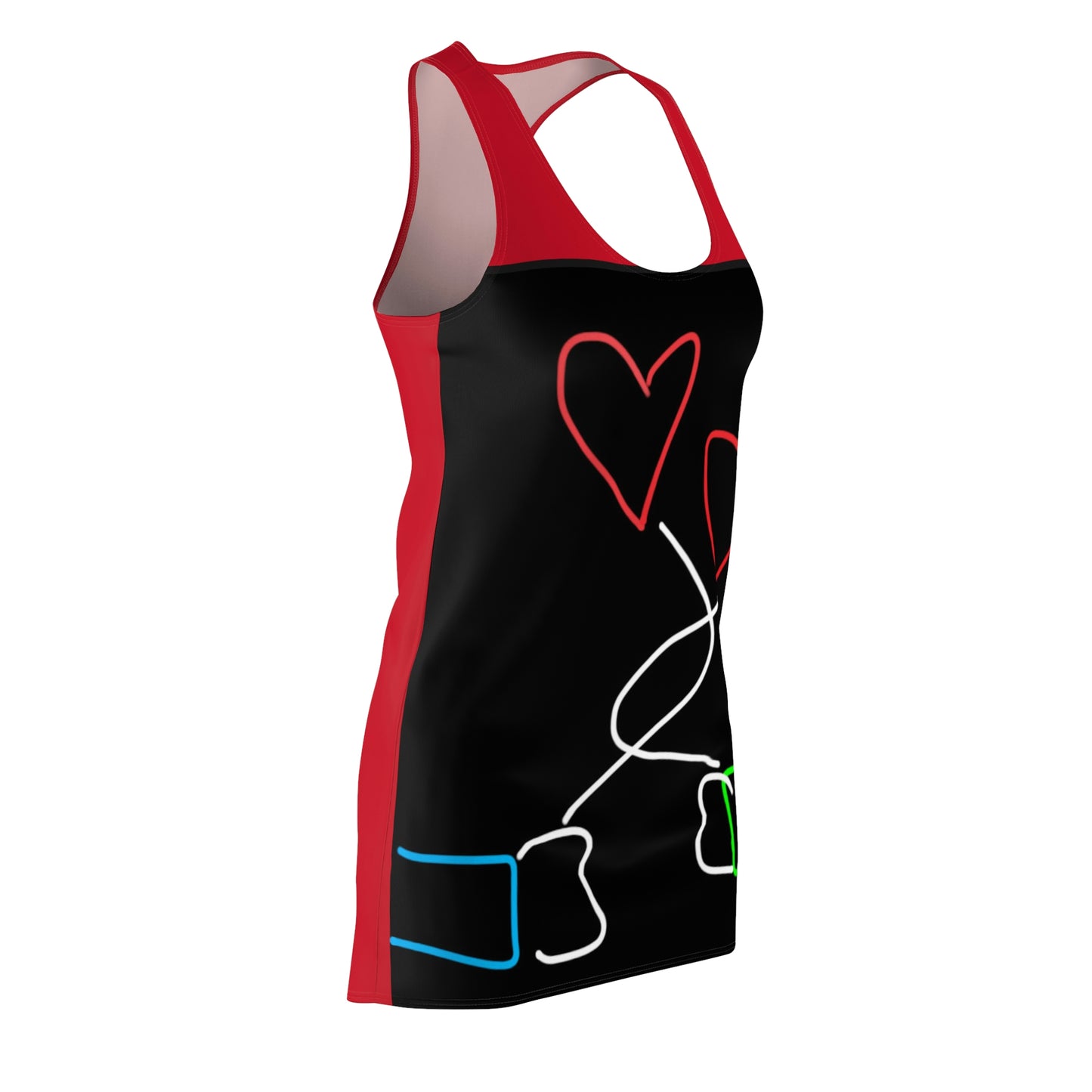 Tangled Hearts- Women's Cut & Sew Racerback Dress (AOP)- Black & Red