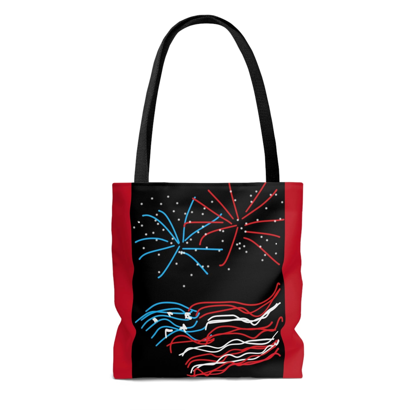 July 4th- Fireworks- Tote Bag (AOP)- Black and Red