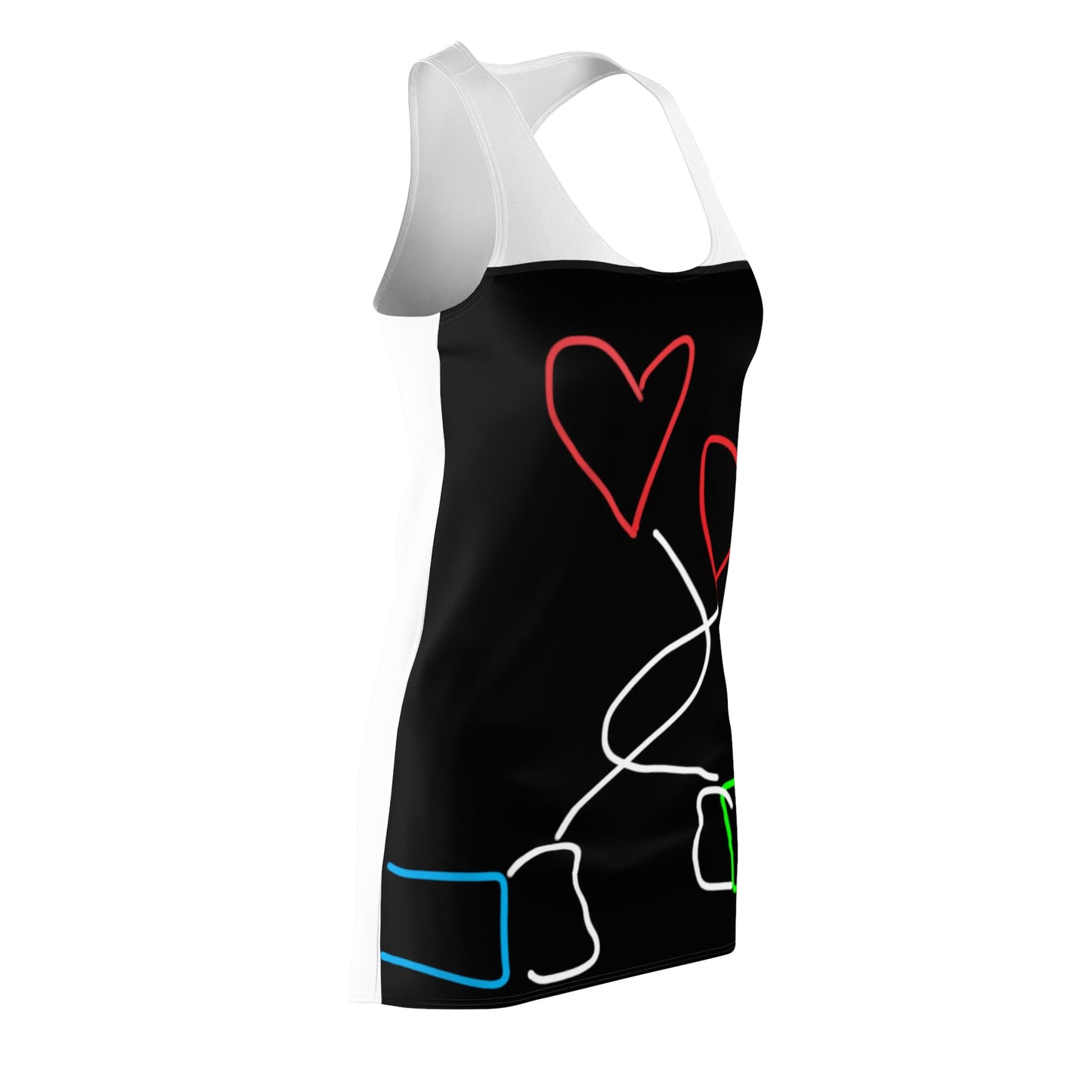 Tangled Hearts- Women's Cut & Sew Racerback Dress (AOP)- Black & White