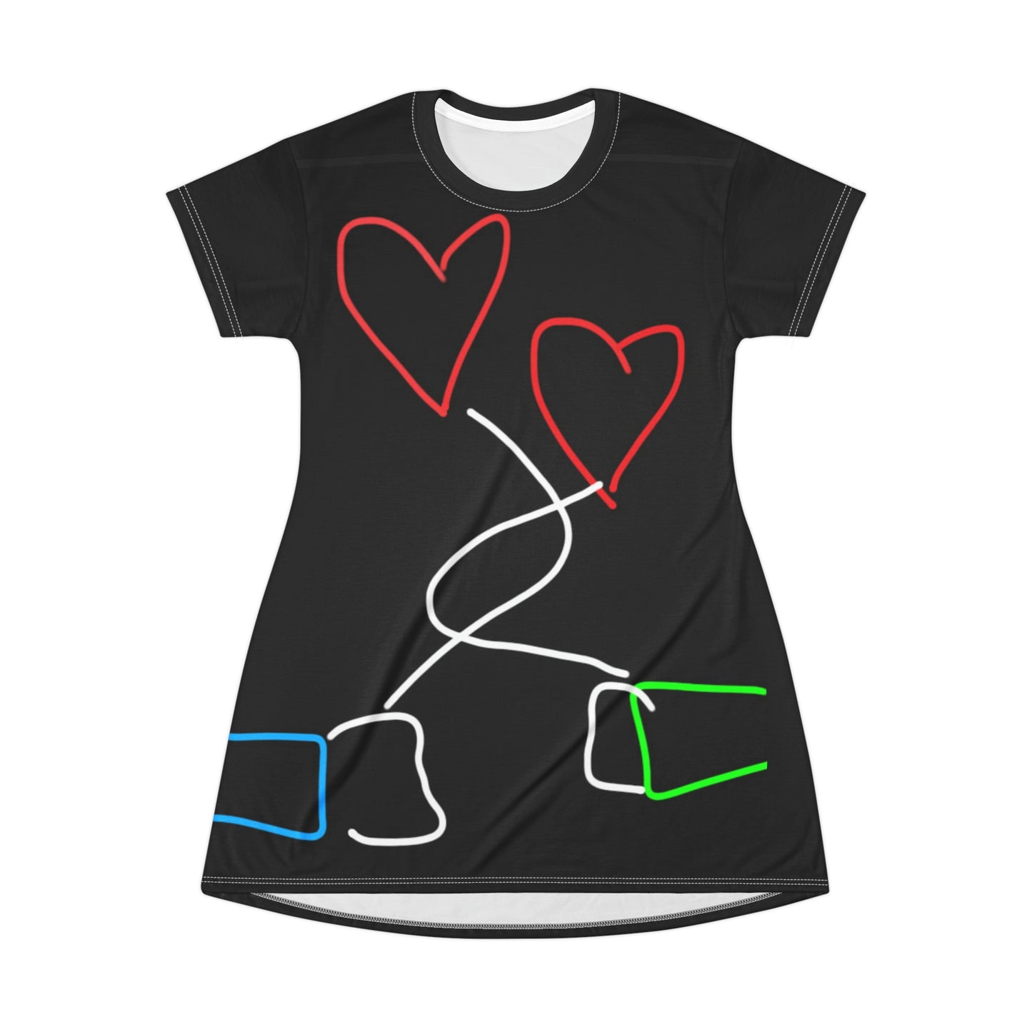 Tangled Hearts- T-Shirt Dress (AOP)