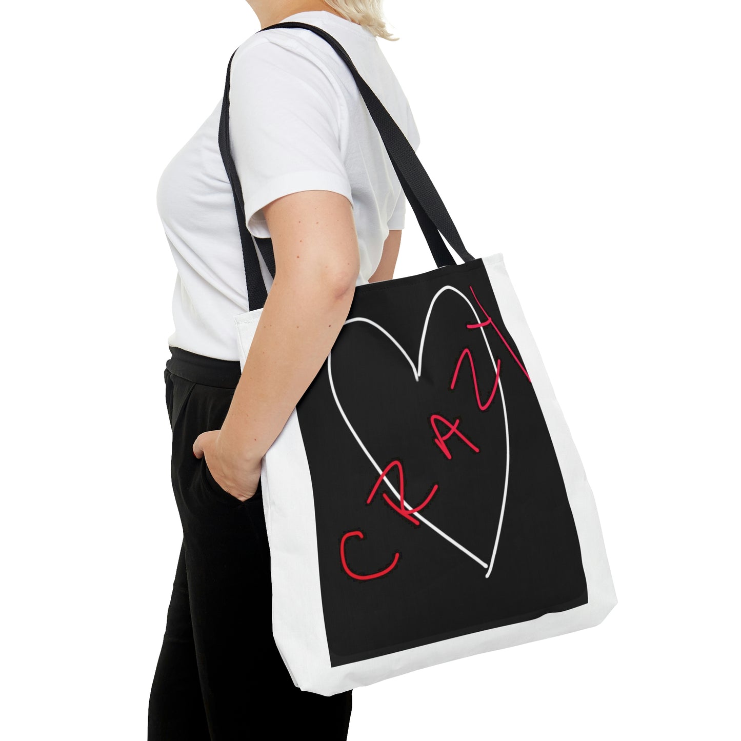 Crazy Heart- Tote Bag (AOP)- Black & White