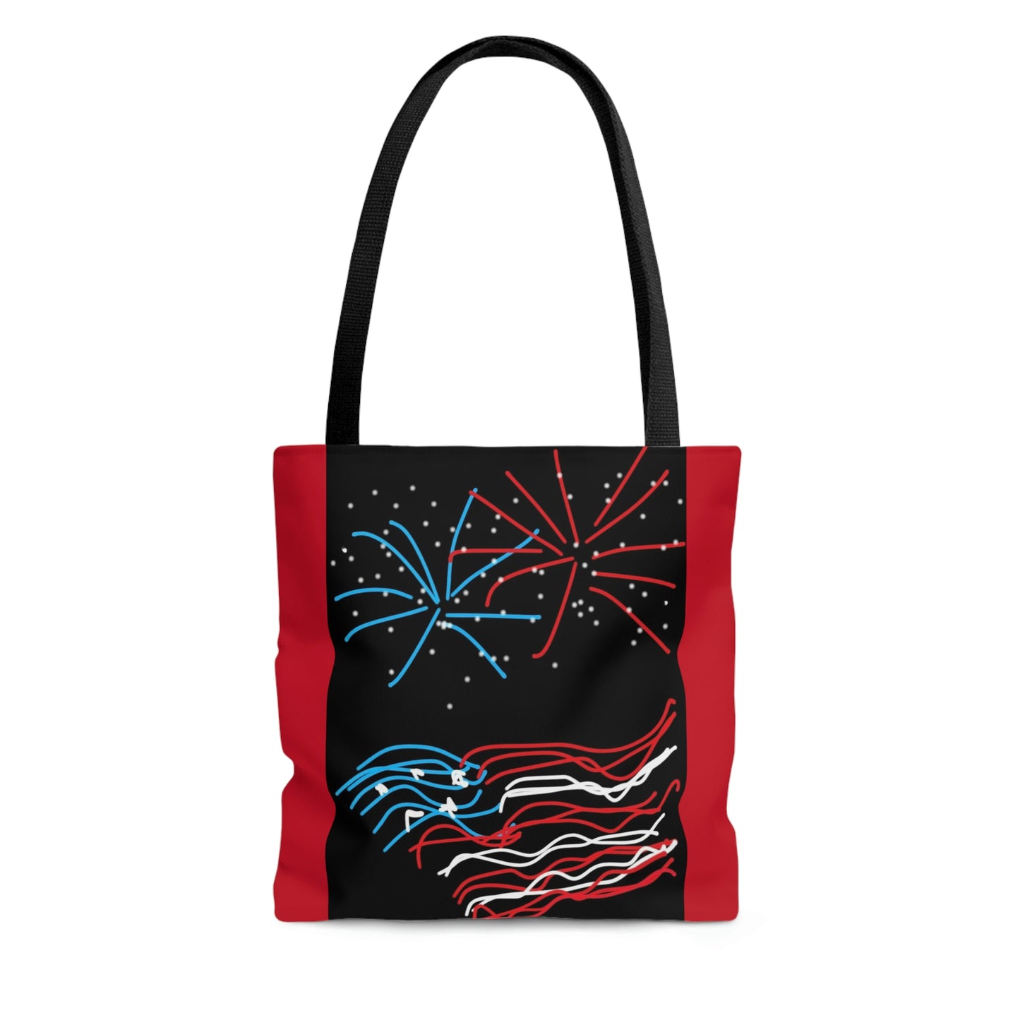 July 4th- Fireworks- Tote Bag (AOP)- Black and Red