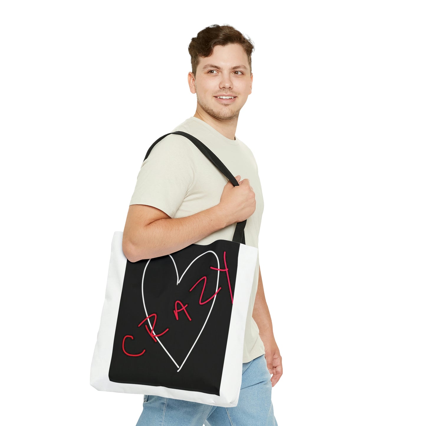 Crazy Heart- Tote Bag (AOP)- Black & White