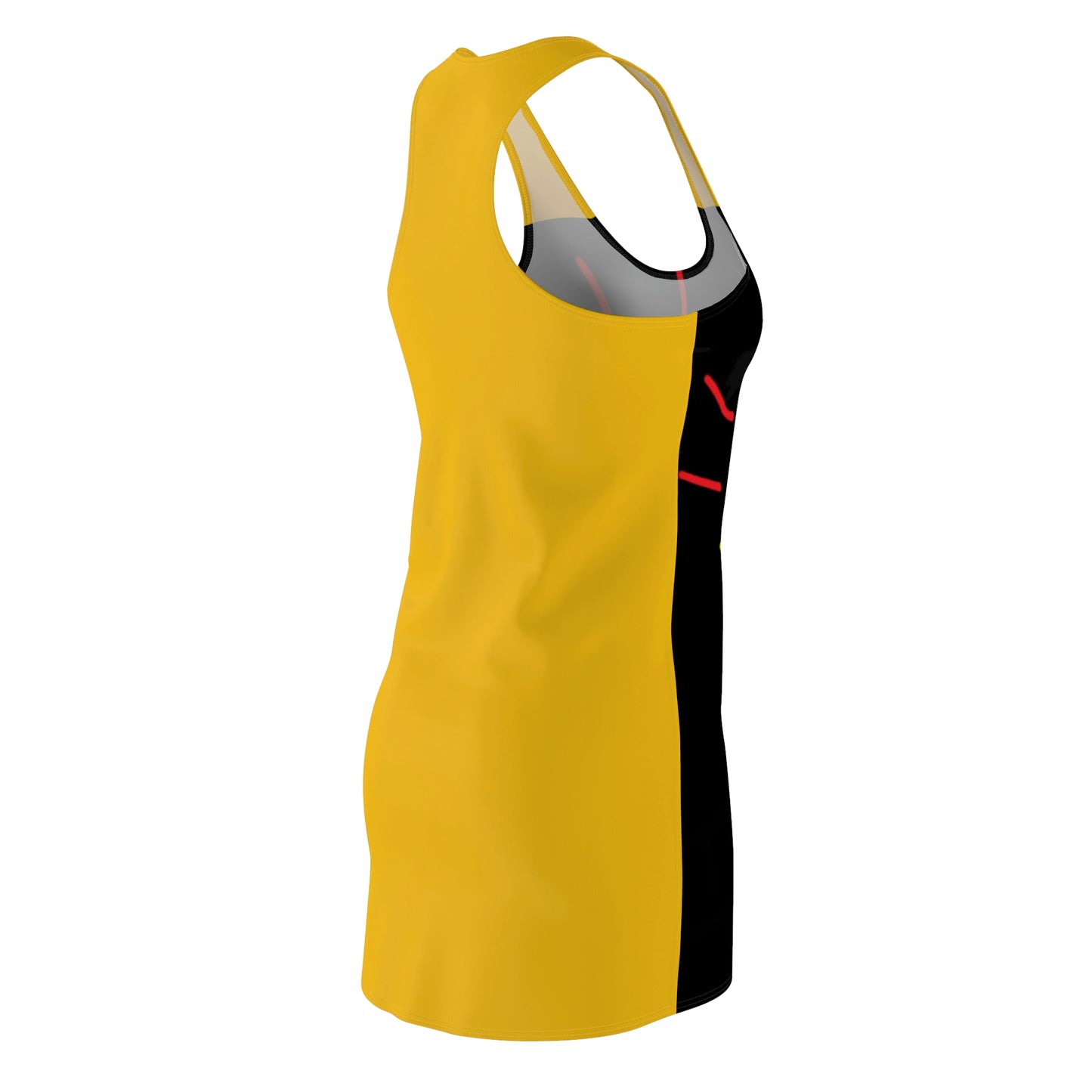 Gold Heart- Women's Cut & Sew Racerback Dress (AOP)- Black & Yellow