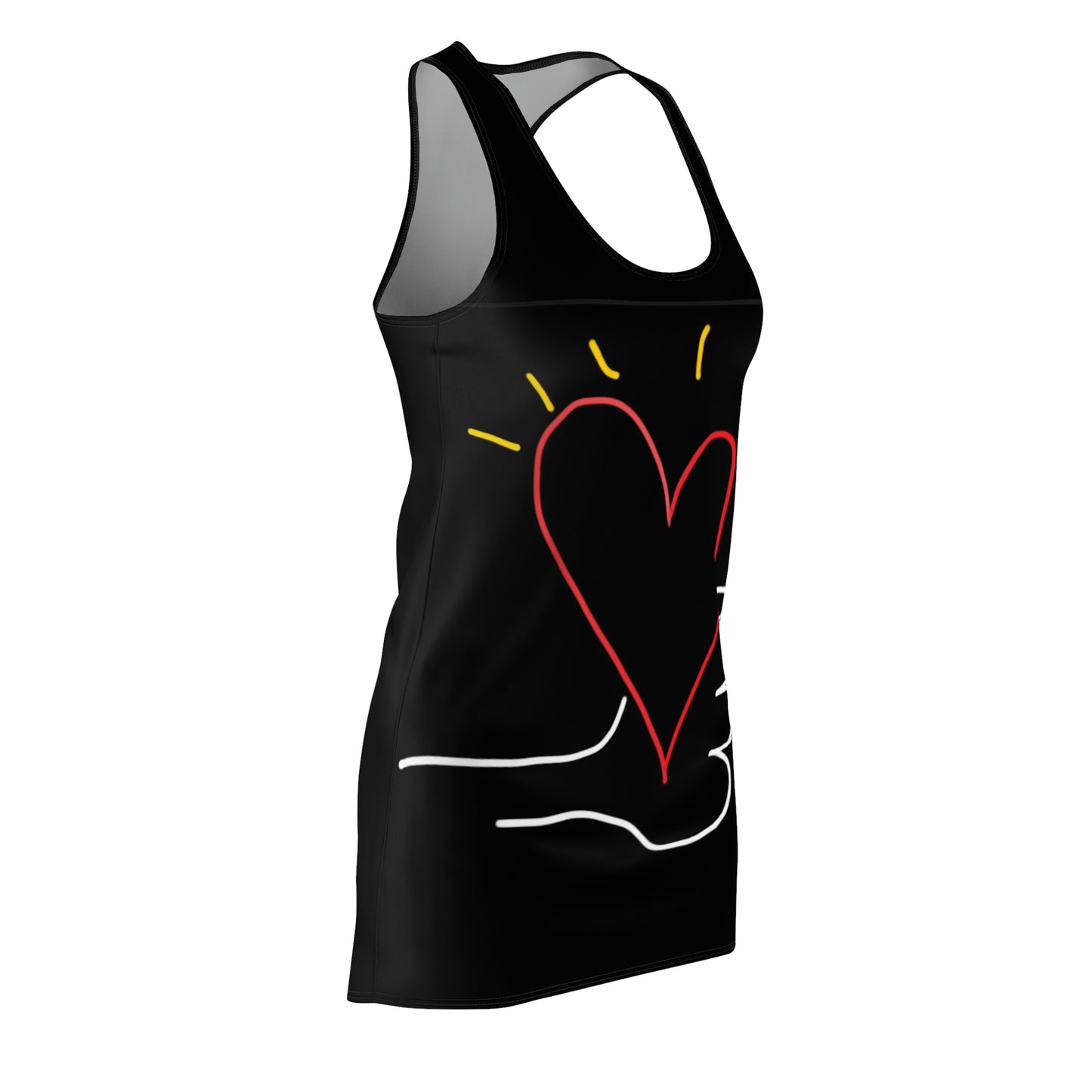 Take My Heart- Women's Cut & Sew Racerback Dress Black