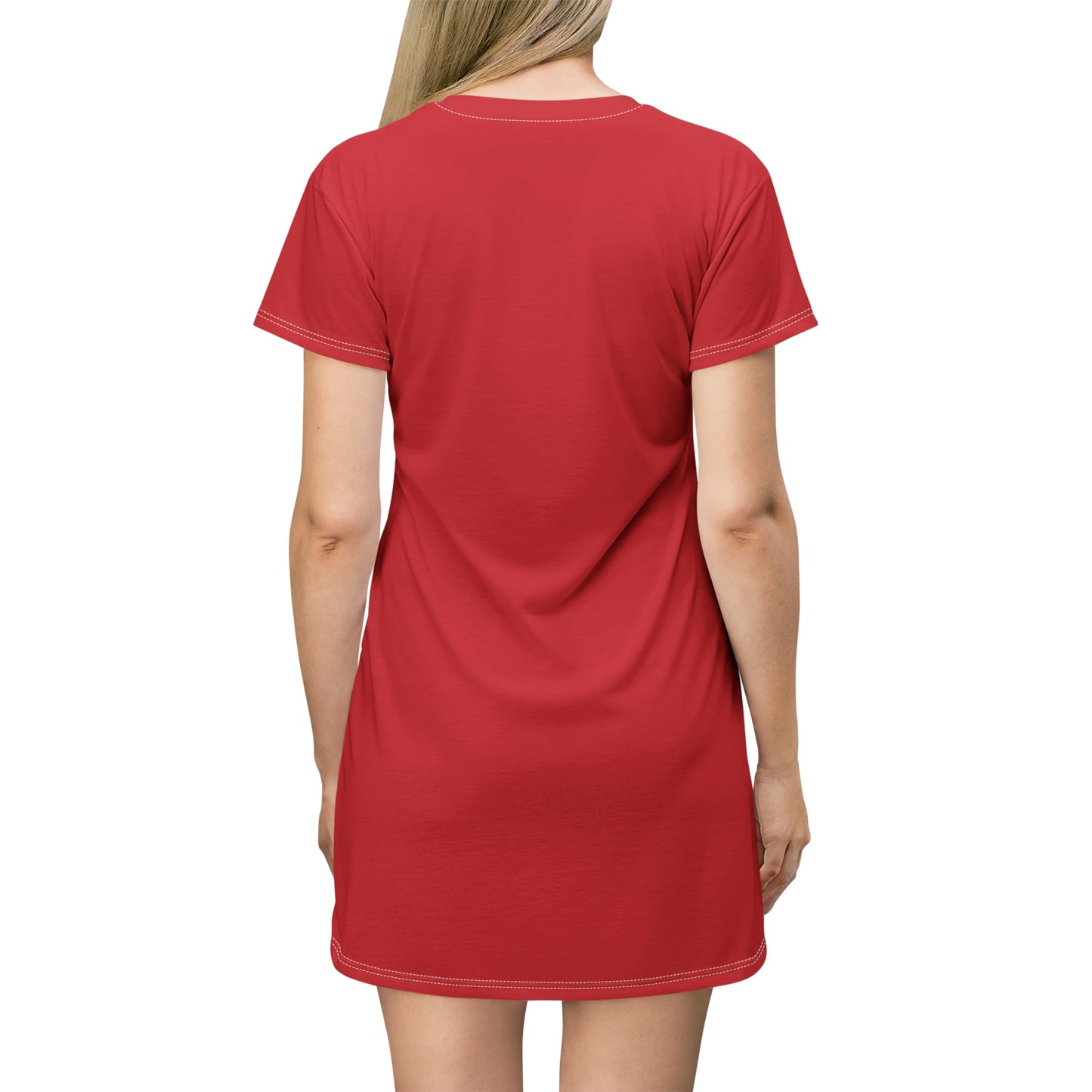 Take My Heart- T-Shirt Dress (AOP)- Black and Red
