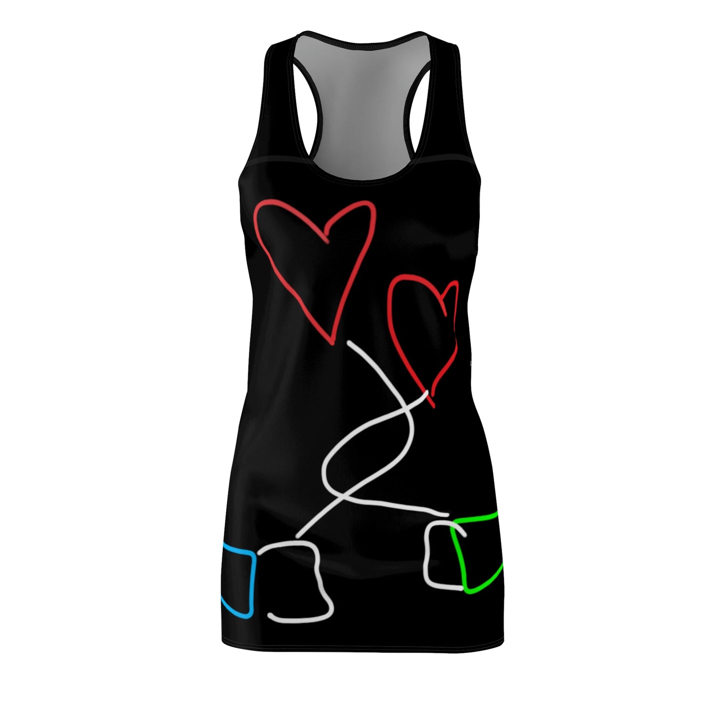 Tangled Hearts- Women's Cut & Sew Racerback Dress (AOP)- Black