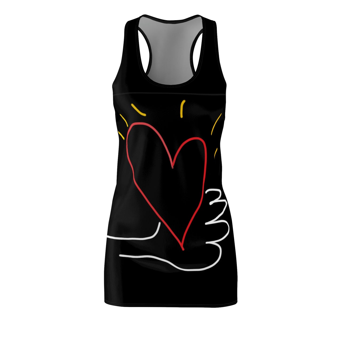 Take My Heart- Women's Cut & Sew Racerback Dress Black