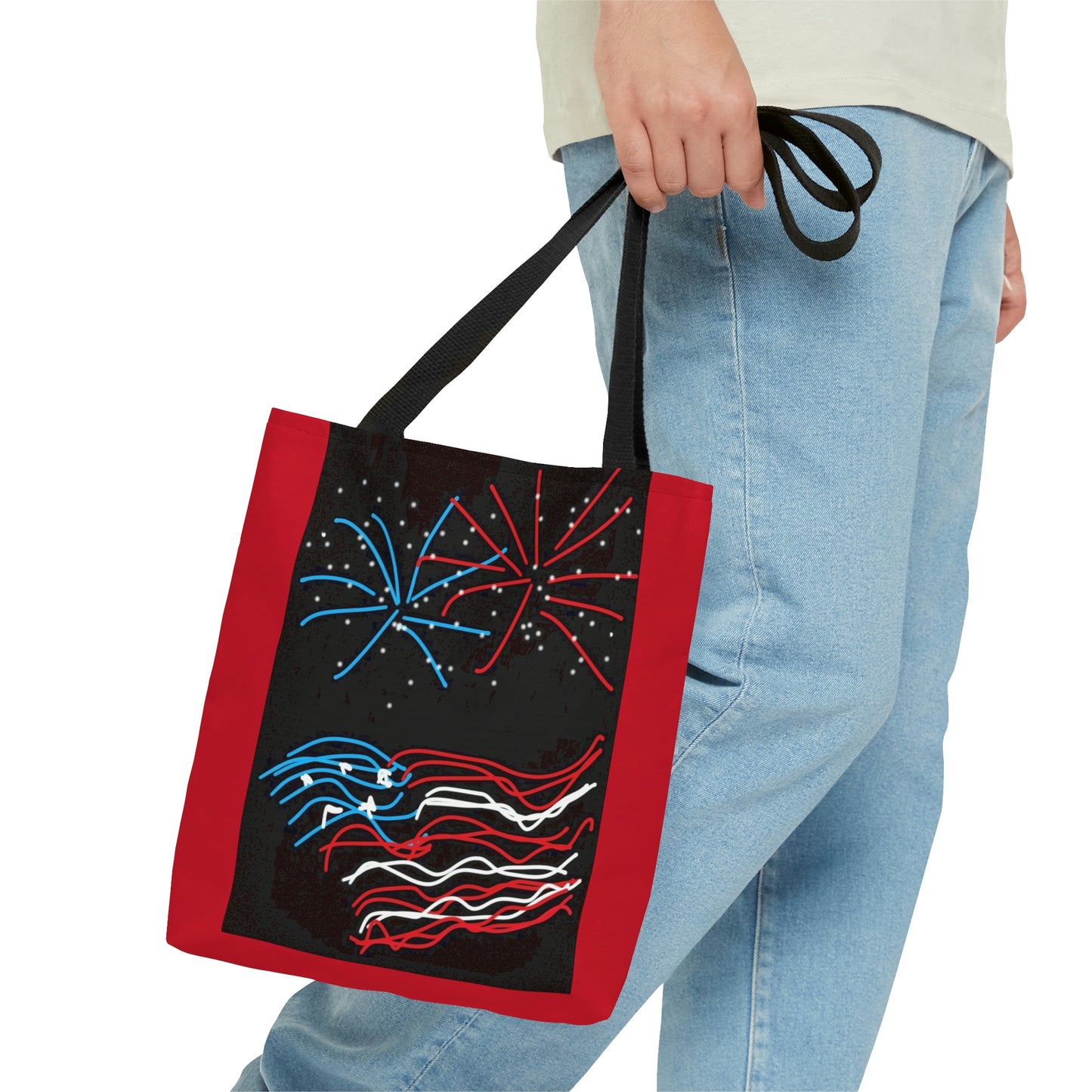 July 4th- Fireworks- Tote Bag (AOP)- Black and Red