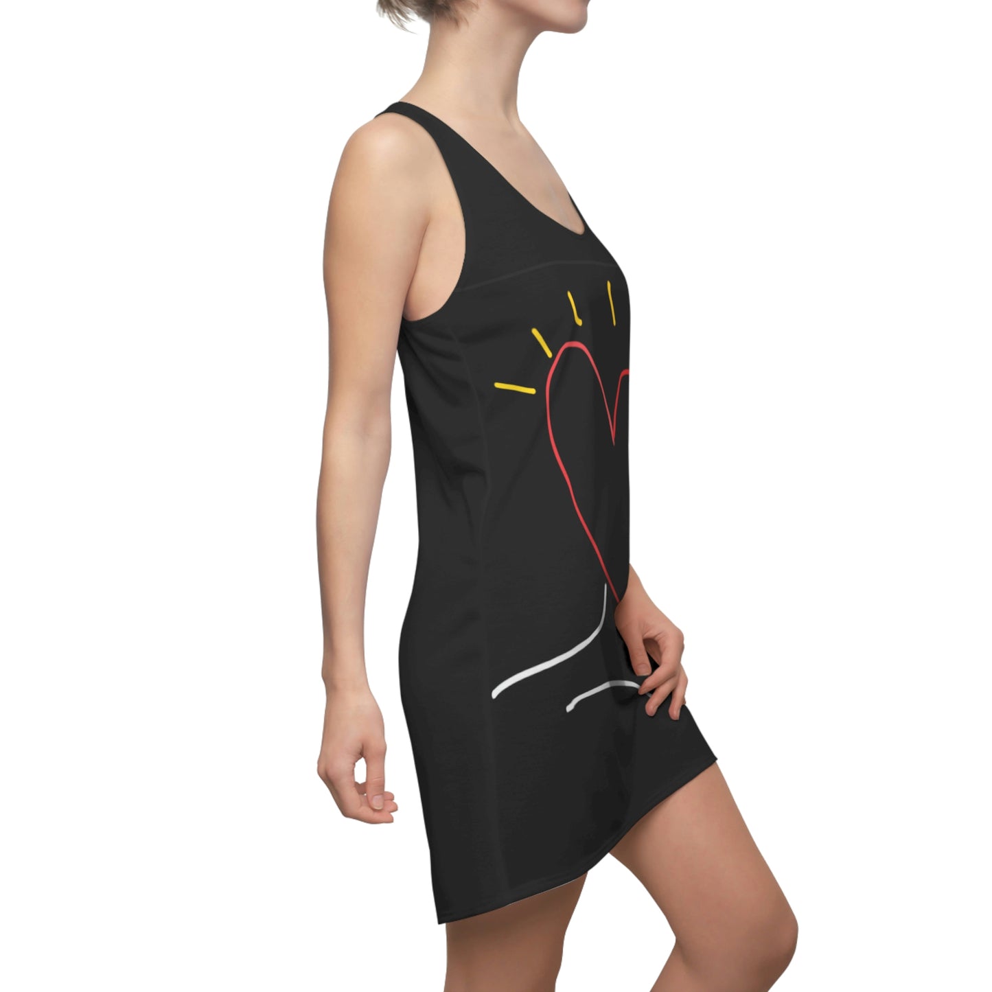 Take My Heart- Women's Cut & Sew Racerback Dress Black