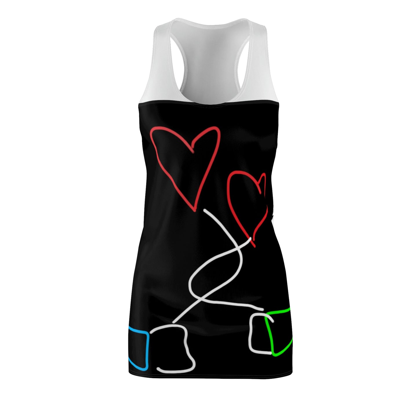 Tangled Hearts- Women's Cut & Sew Racerback Dress (AOP)- Black & White