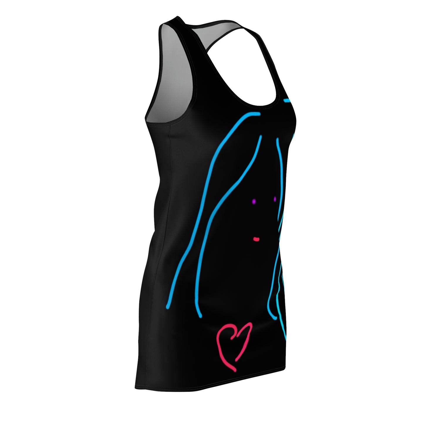 Heart Girl- Women's Cut & Sew Racerback Dress (AOP)- Black