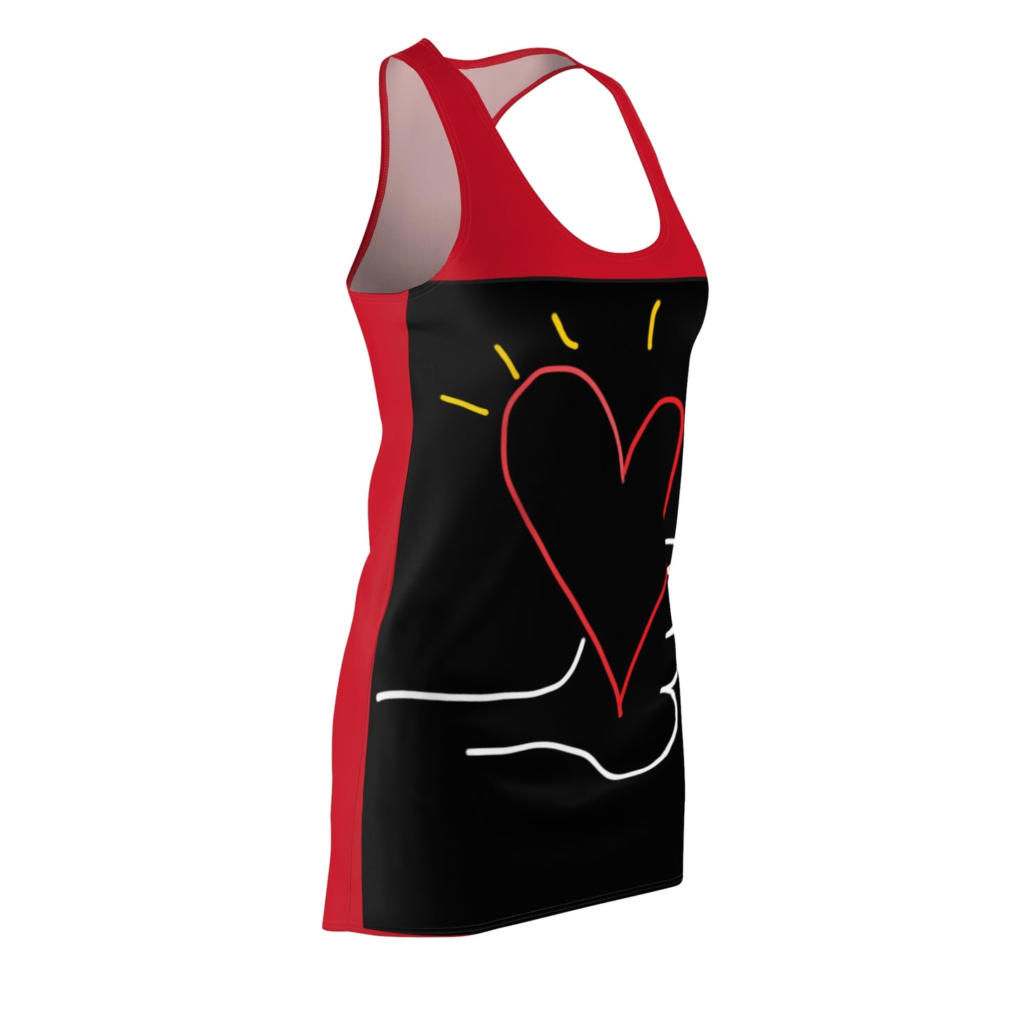 Take My Heart- Women's Cut & Sew Racerback Dress Black & Red