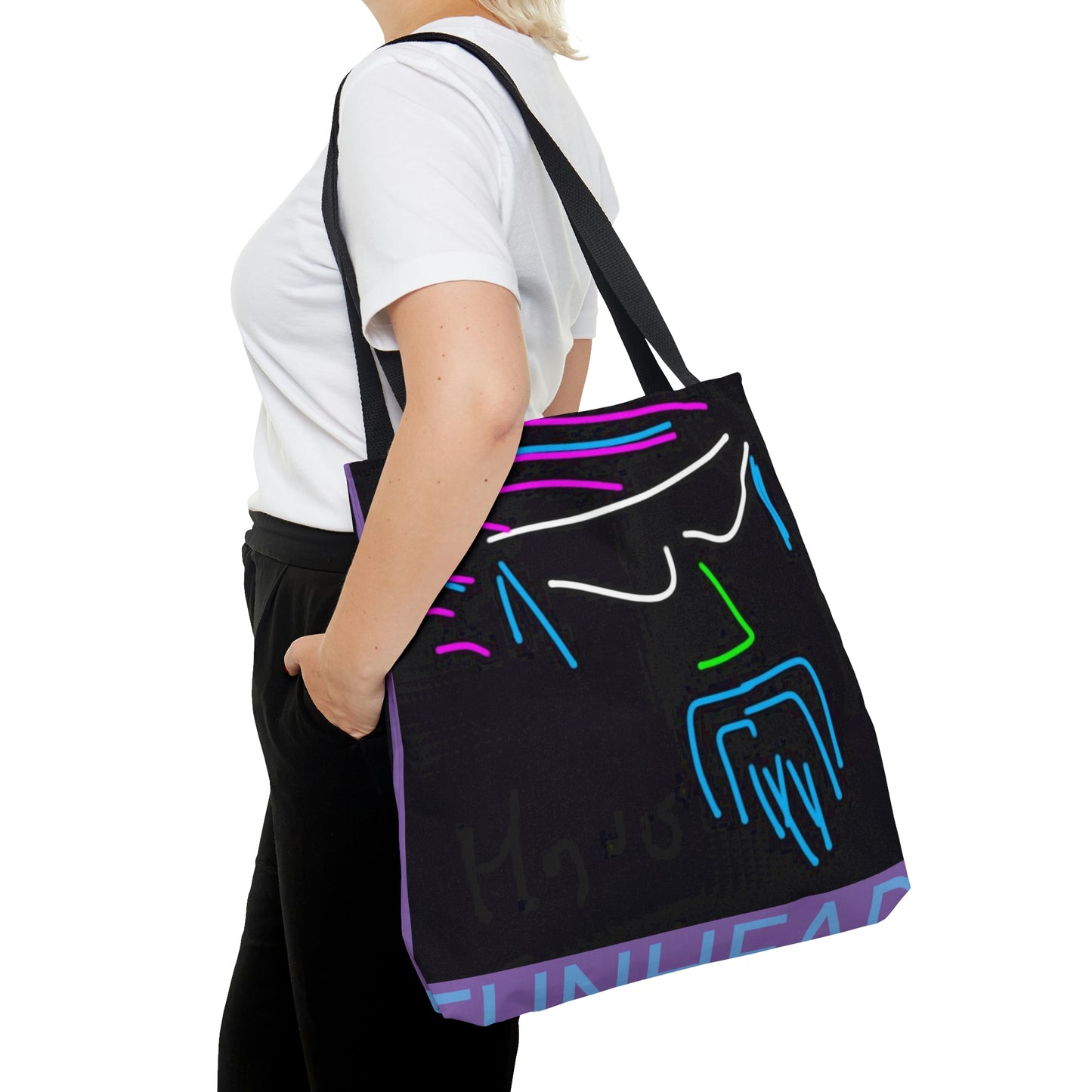 Funhead- Tote Bag (AOP)- Black and Purple