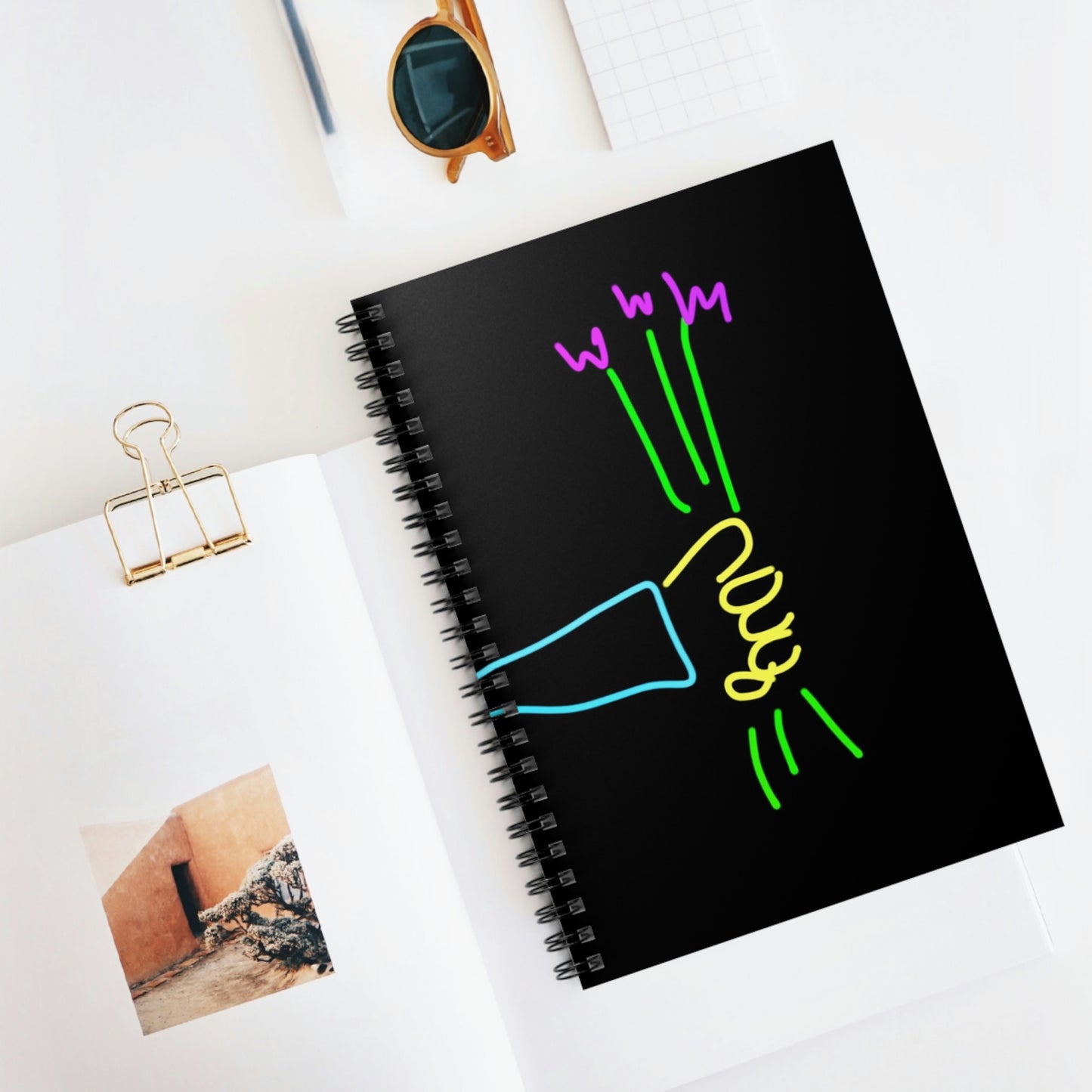 3 Purple Flowers- Spiral Notebook - Ruled Line