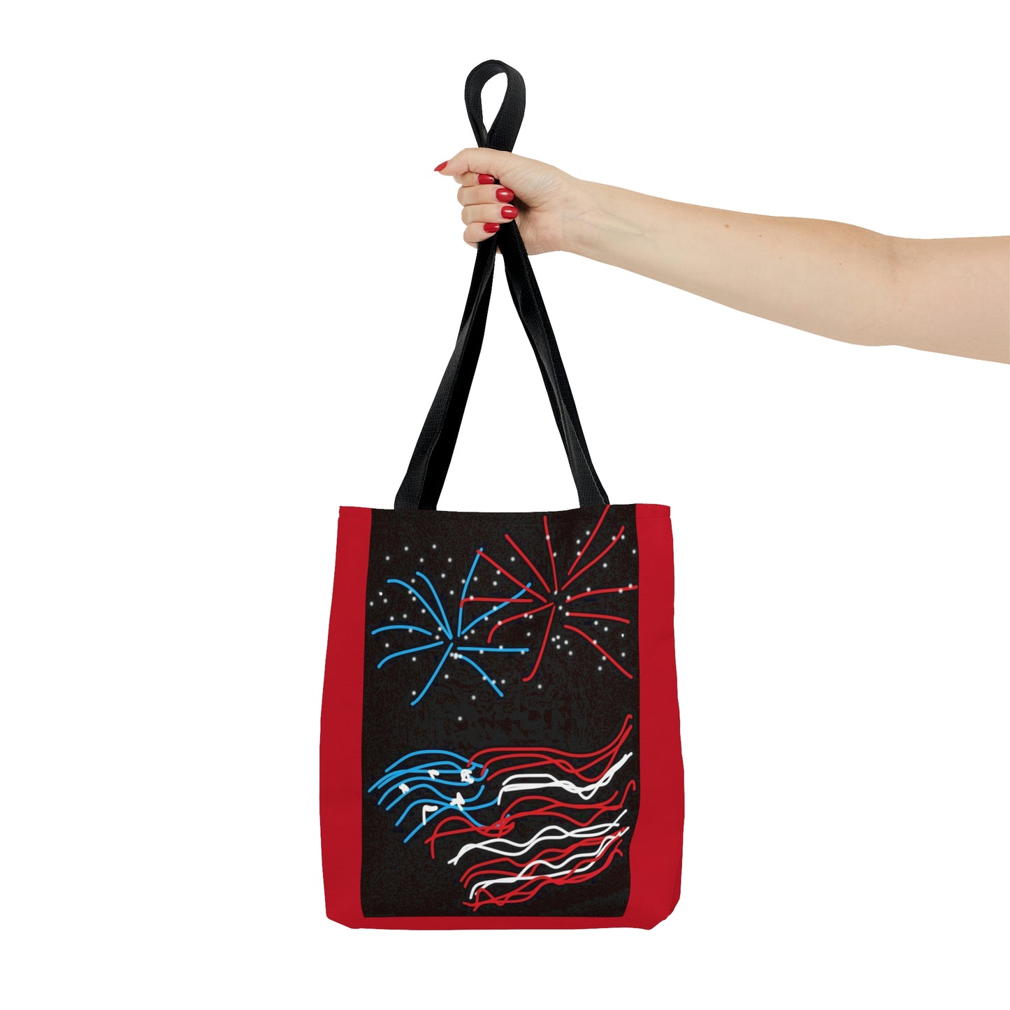 July 4th- Fireworks- Tote Bag (AOP)- Black and Red