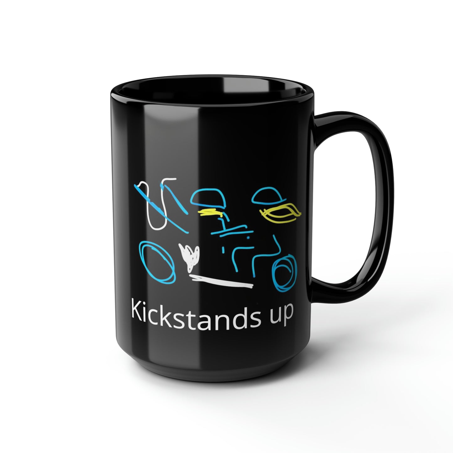 Blonde Biker Babe- Black Mug, 15oz- Large