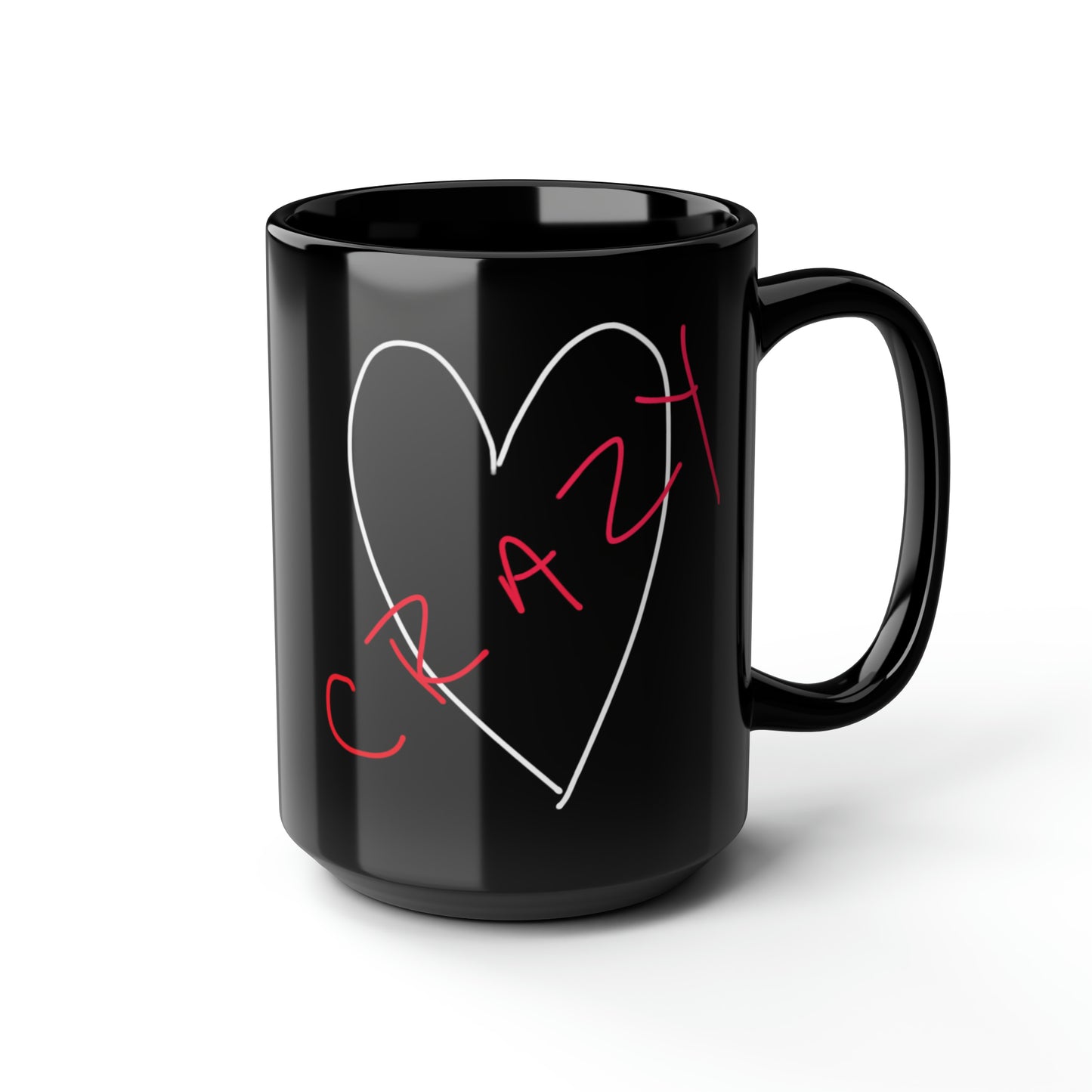 Crazy Heart- Black Mug, 15oz- Large