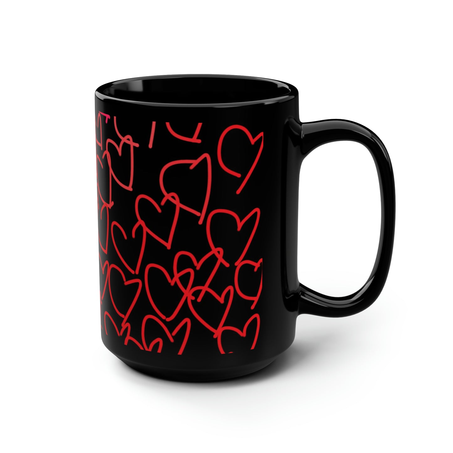 Blonde Babe with Red Flowers/Million Hearts- Black Mug, 15oz