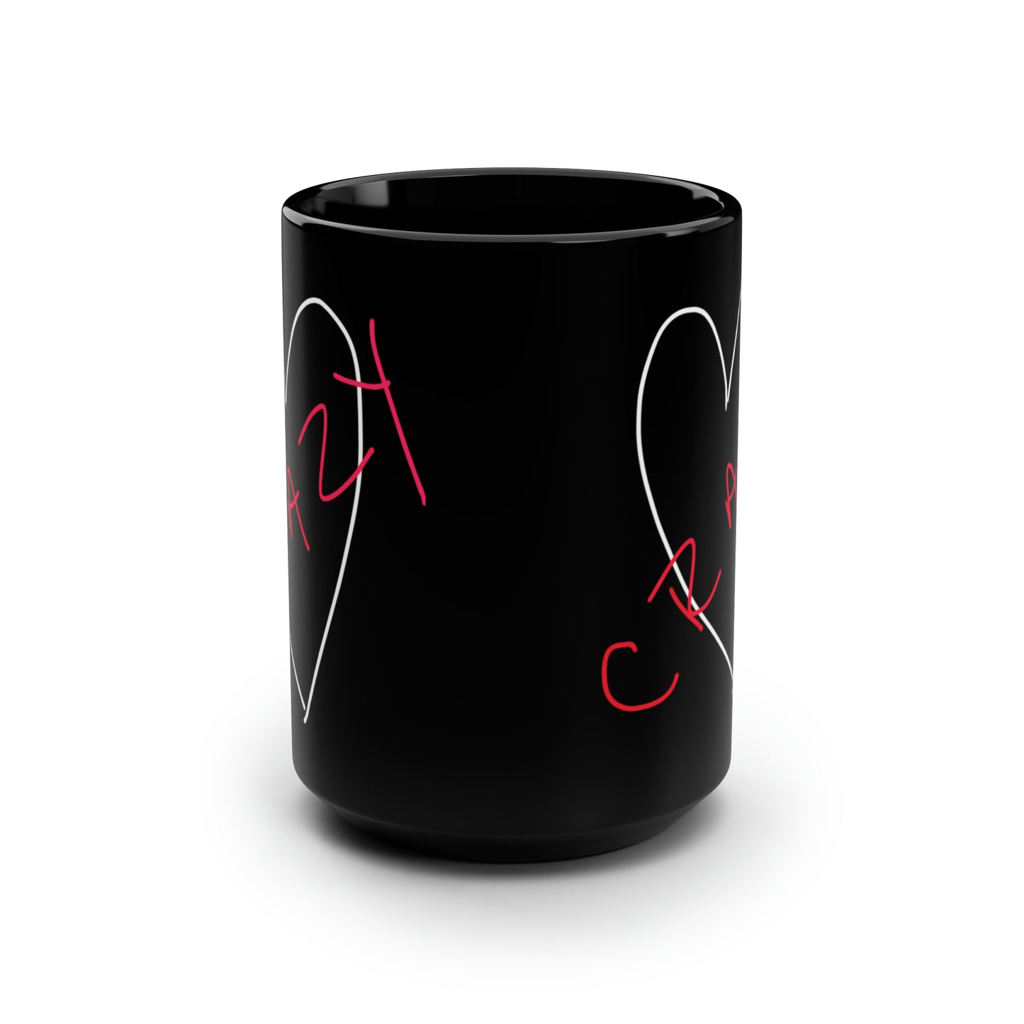 Crazy Heart- Black Mug, 15oz- Large