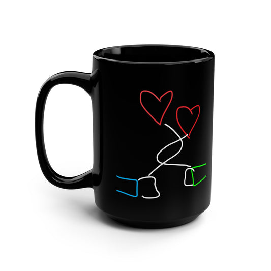 Tangled Hearts- Black Mug, 15oz- Large