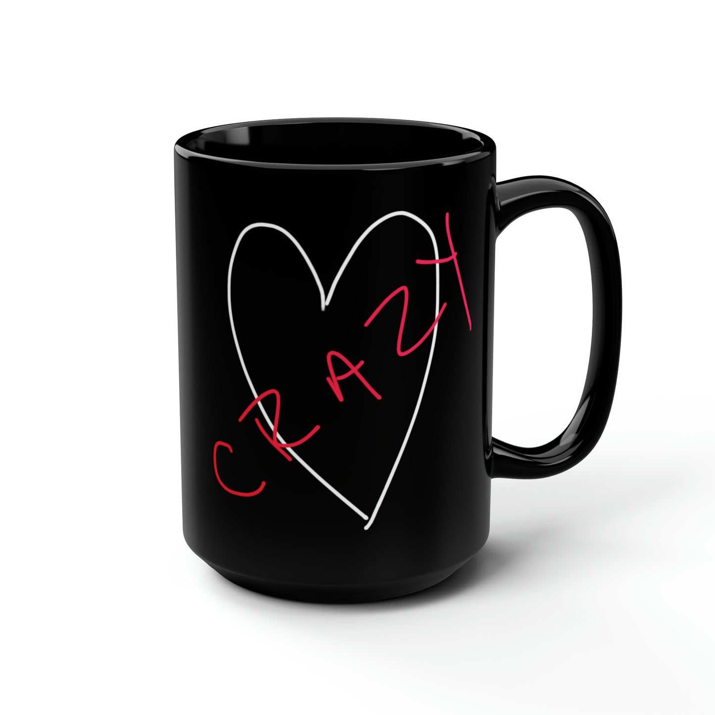Crazy Heart- Black Mug, 15oz- Large