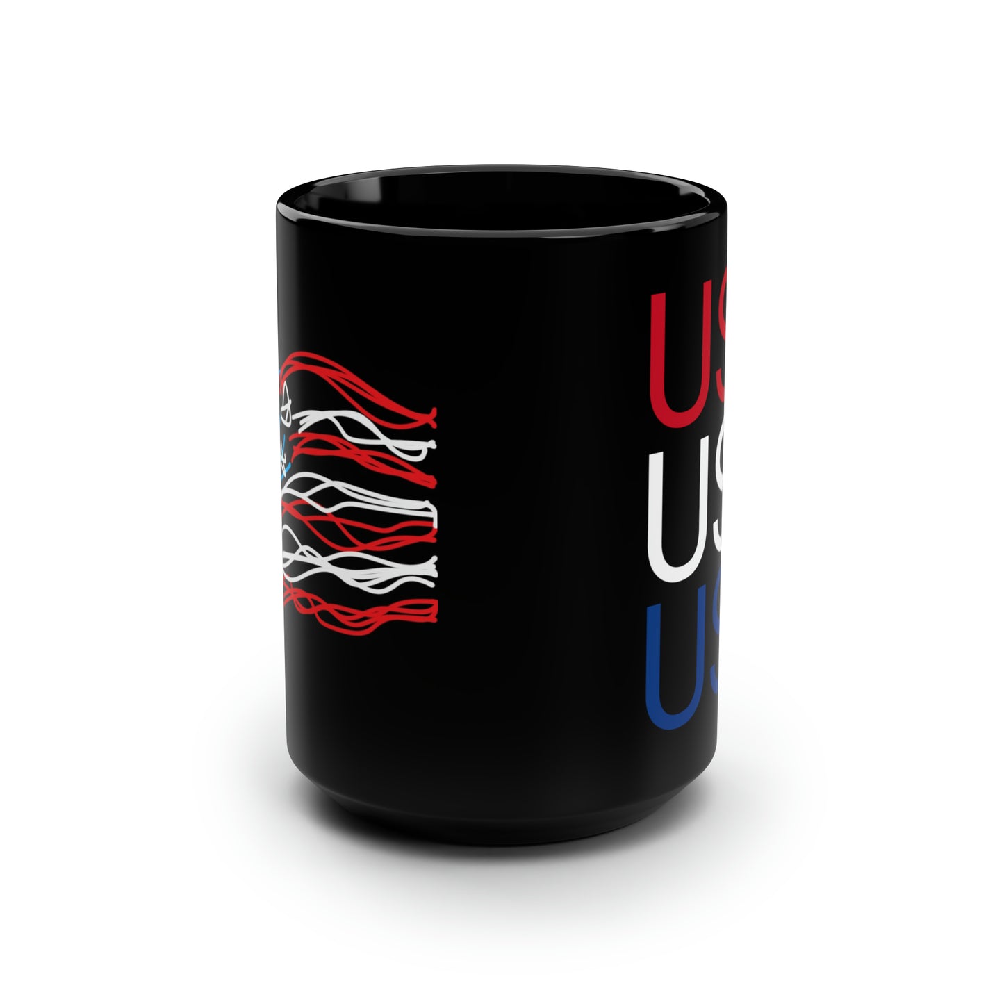 July 4th- Old Glory/USA- Black Mug, 15oz- Large