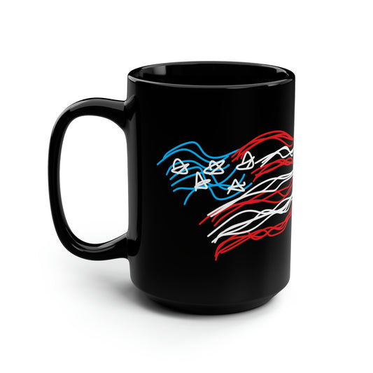 July 4th- Old Glory/Home of- Black Mug, 15oz- Large