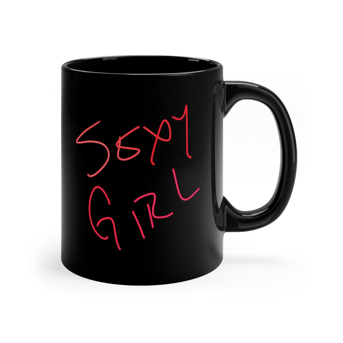 Blonde Babe with Red Flowers/Sexy Girl- 11oz Black Mug