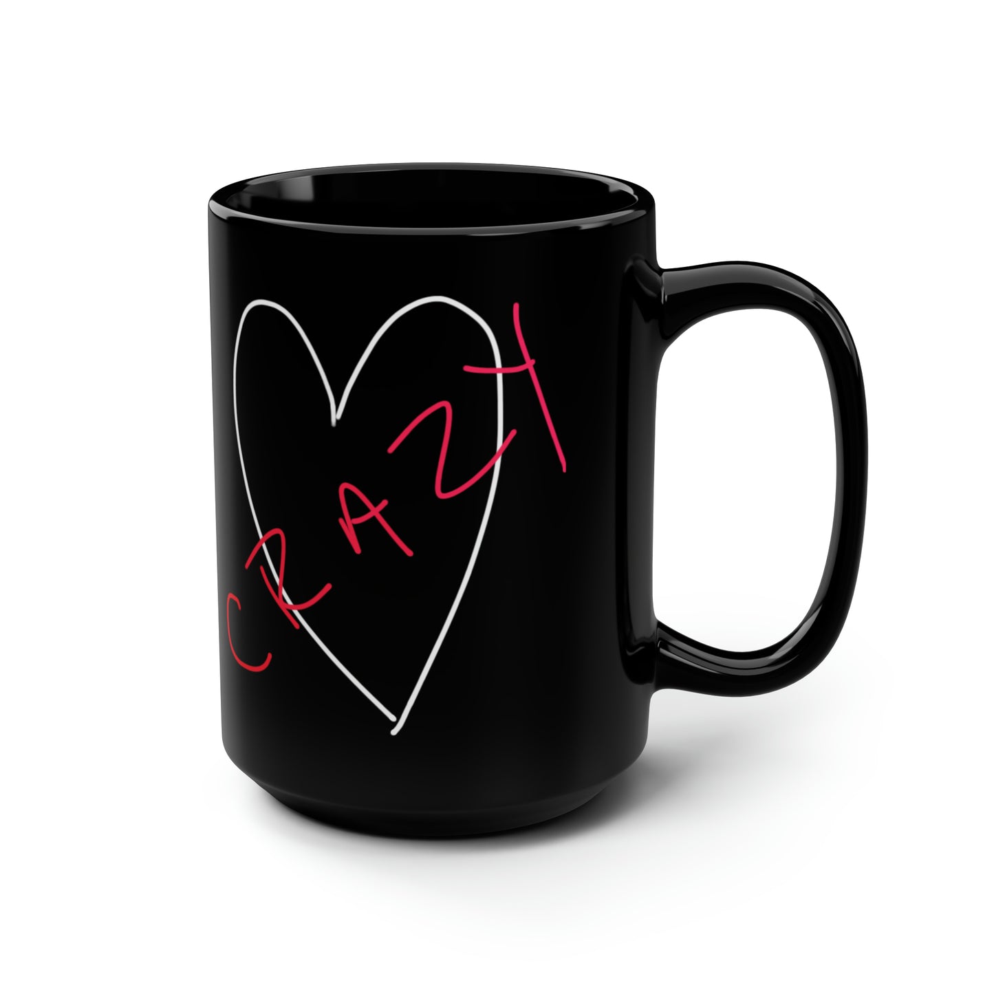 Crazy Heart- Black Mug, 15oz- Large