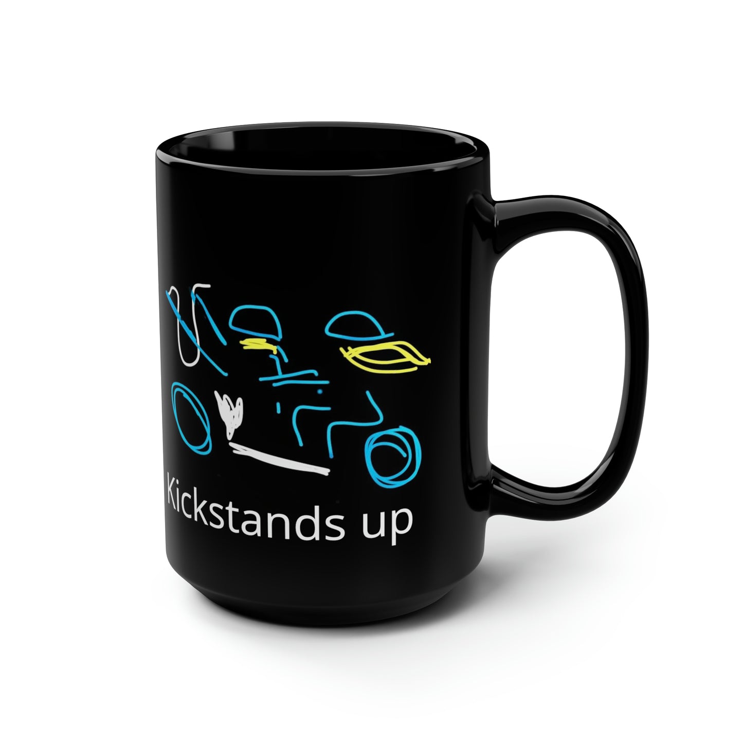 Blonde Biker Babe- Black Mug, 15oz- Large