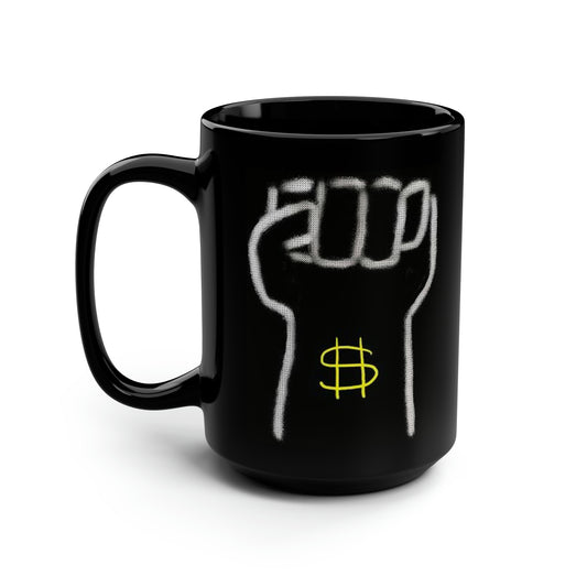 Tattoo- Black Mug, 15oz- Gold Dollar Sign/Pimp