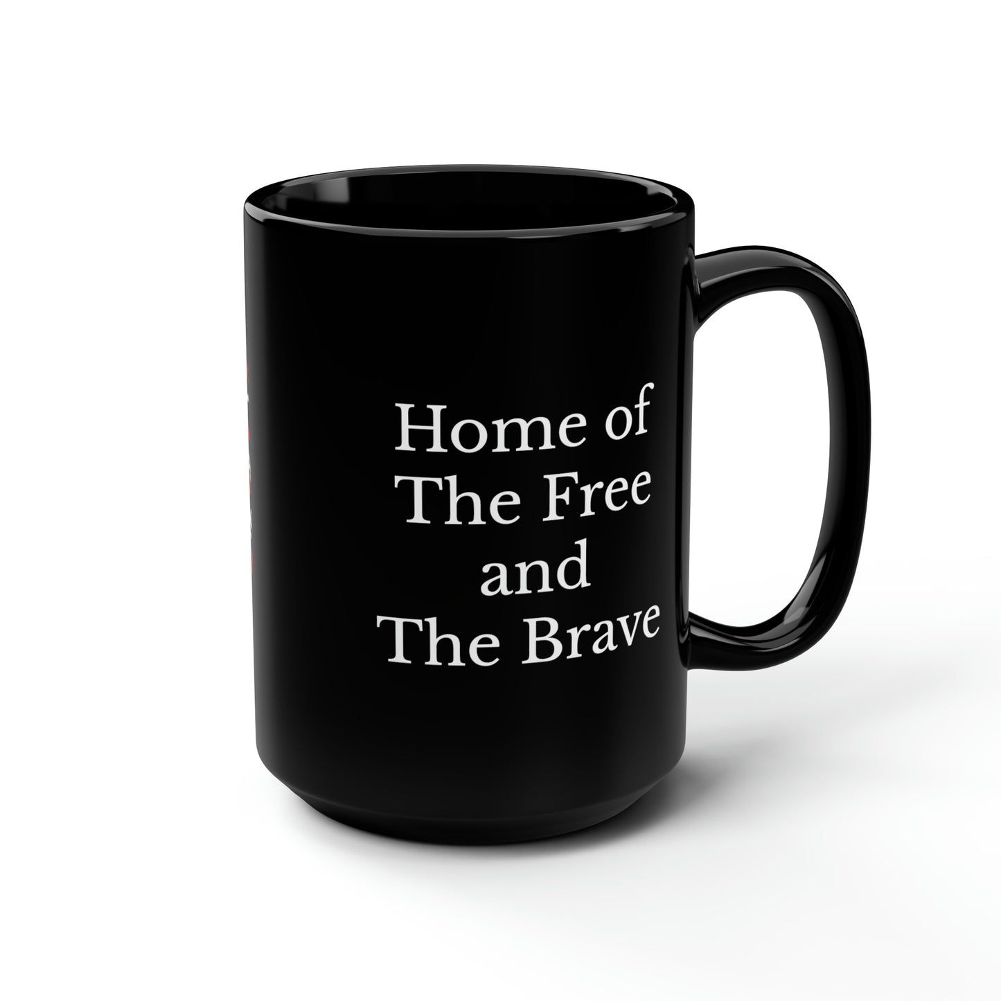 July 4th- Old Glory/Home of- Black Mug, 15oz- Large