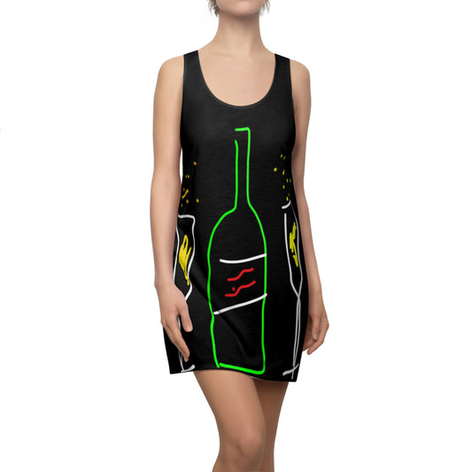 Champagne- Women's Cut & Sew Racerback Dress (AOP) black